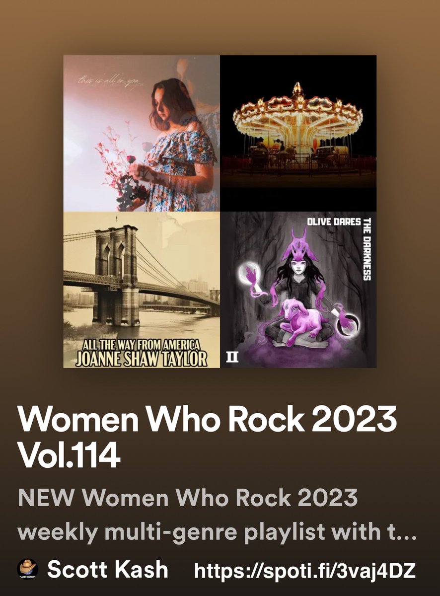 Scott Kash (@scottkash88) on Twitter photo NEW #WomenWhoRock playlist with new releases by
<a href="/daisyveacock/">daisyās having a big tesco summer</a>/#JamesRWalker
<a href="/rubyjofficial/">Ruby J</a>
<a href="/ZelenaHull/">Zelena Hull - Singer, Songwriter, Musician šŗš¦</a>
<a href="/catchmekarmaa/">KARMAA</a> w/@itsyaboih2/@southern_com4rt
<a href="/trishajmusic/">Trisha J</a>
+MORE
#Spotify
spoti.fi/3vaj4DZ
#NewMusic2023 #MultiGenre <a href="/Know_Know44/">KNOW-KNOW44 KNOWER OF KNOWLEDGE</a> @rt_tsb NEW #WomenWhoRock playlist with new releases by
<a href="/daisyveacock/">daisyās having a big tesco summer</a>/#JamesRWalker
<a href="/rubyjofficial/">Ruby J</a>
<a href="/ZelenaHull/">Zelena Hull - Singer, Songwriter, Musician šŗš¦</a>
<a href="/catchmekarmaa/">KARMAA</a> w/@itsyaboih2/@southern_com4rt
<a href="/trishajmusic/">Trisha J</a>
+MORE
#Spotify
spoti.fi/3vaj4DZ
#NewMusic2023 #MultiGenre <a href="/Know_Know44/">KNOW-KNOW44 KNOWER OF KNOWLEDGE</a> @rt_tsb