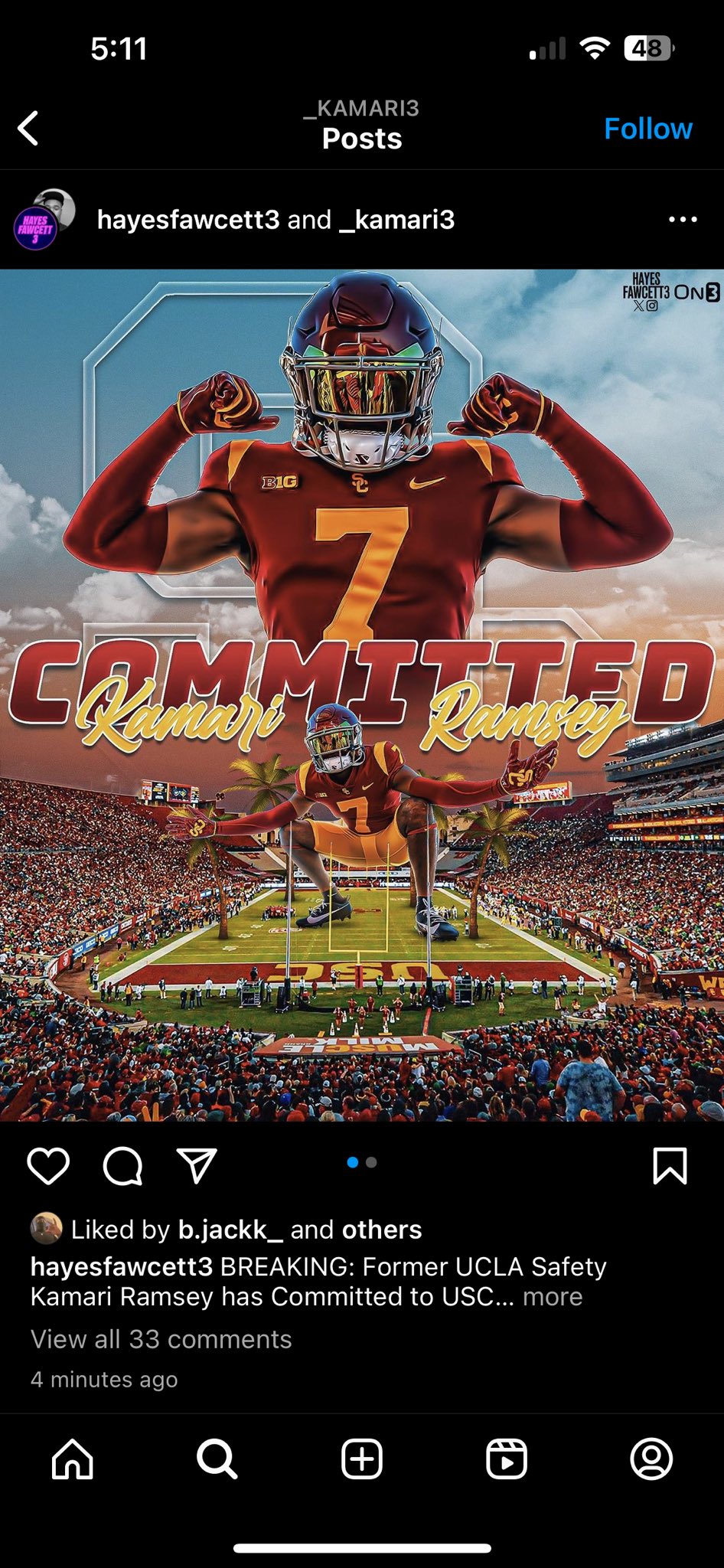 Usc football shop jersey number 2