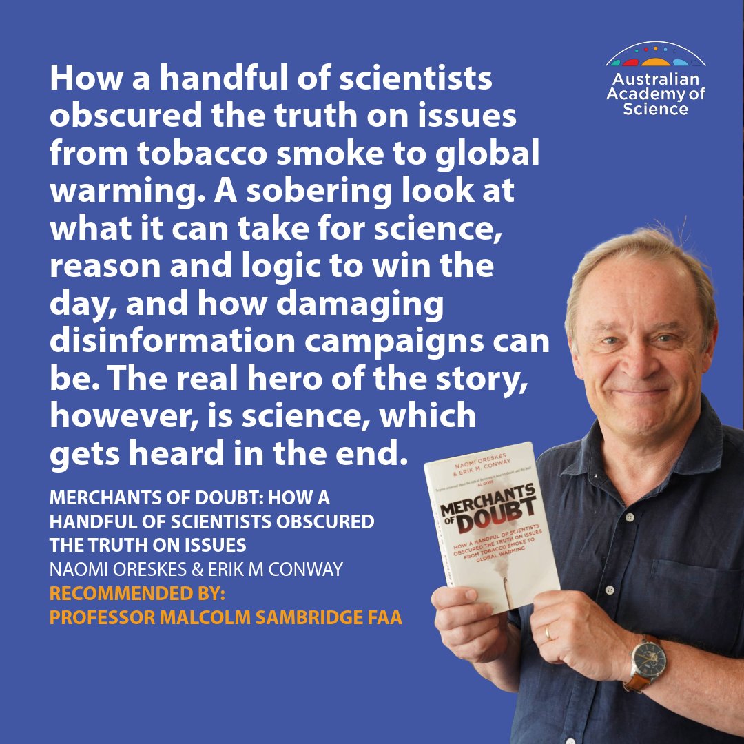 📚 Summer stories/podcasts/TV shows – recommended by our Fellows!
For example, Merchants of Doubt (by Naomi Oreskes &amp; Erik M Conway) as recommended by Prof Malcolm Sambridge FAA.
Find more recommendations on our Fellows’ reading list 2023 📚:
science.org.au/news-and-event…
