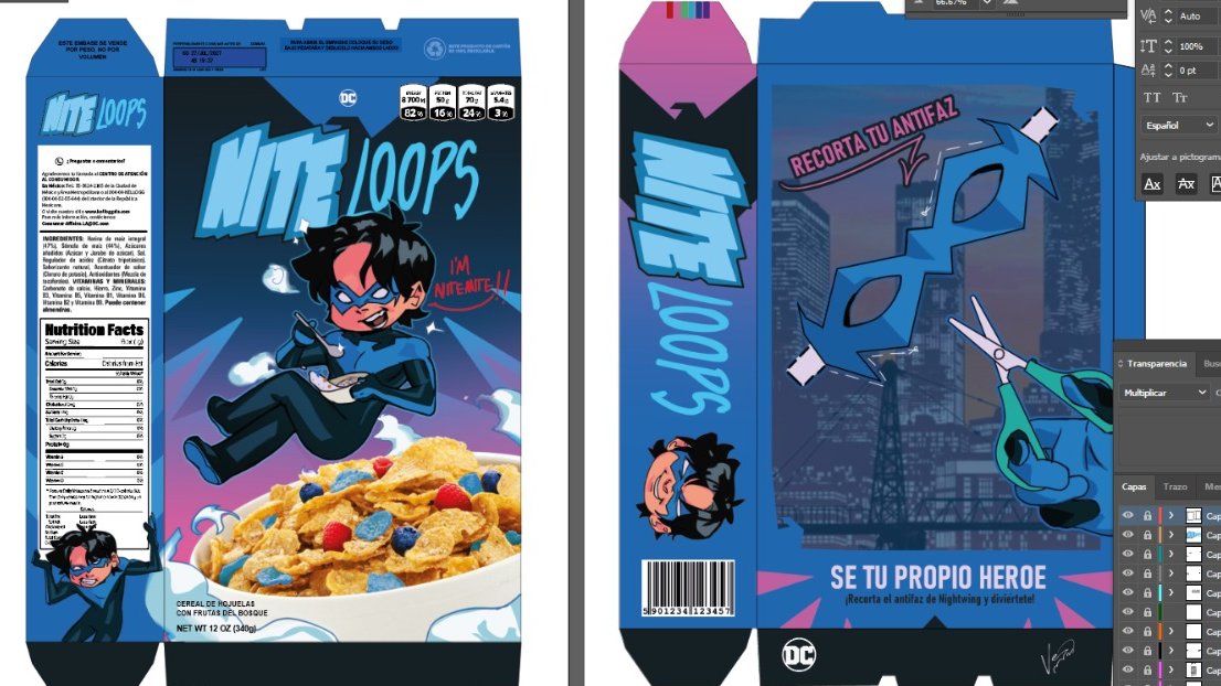 I don't know if I mentioned it, but for my final packaging class I made two cereals, unfortunately I only took a picture of the prototype of the first one and the others were kept by my teacher

It's Nitemite! 💙