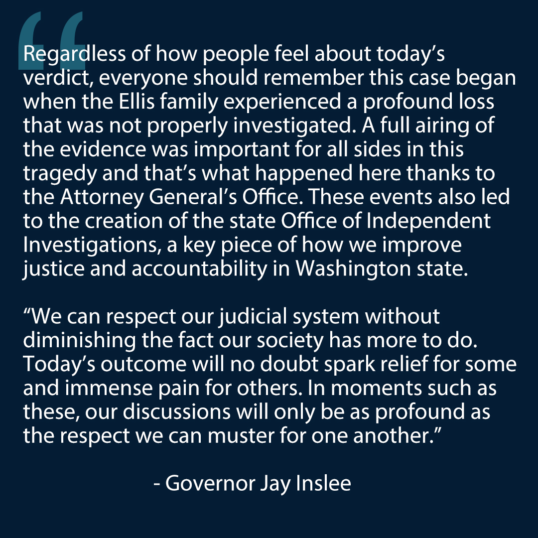 My statement regarding the not guilty verdict in connection to Manny Ellis' death.