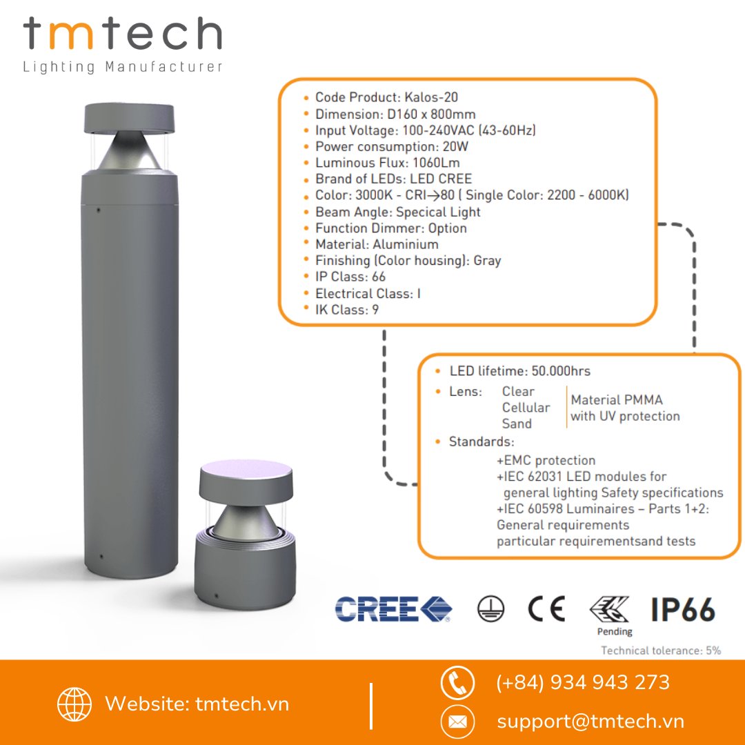 LinhTMtech's tweet image. ✨ KALOS-20, a shining star in Tmtech Lighting&apos;s collection, illuminating Mui Tan Park in Quy Nhon, Binh Dinh! 🤩 🙌 What&apos;s your impression? 👇

Discover more: tmtech.vn/products/bolla…
#tmtech #tmtechvietnam #tmtechlighting #outdoorlighting #bollardlighting #pathwaylighting