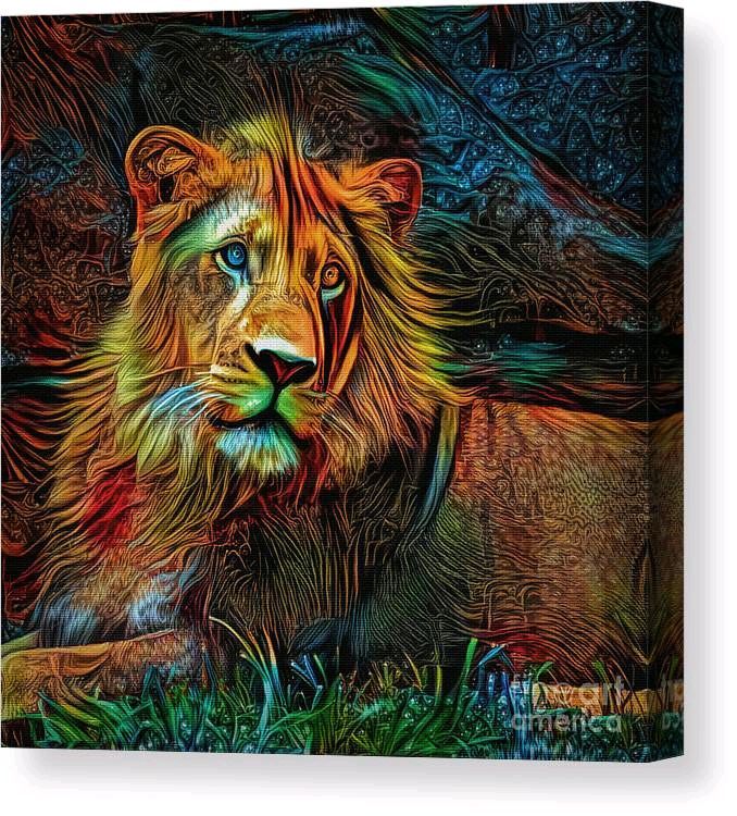 #Lion #Art by Kaye Menner #Canvas ]#Print / Canvas #Art by Kaye Menner - Kaye Menner - Website buff.ly/481k3oG #Art #BuyIntoArt #AYearForArt #Artist #FineArtAmerica