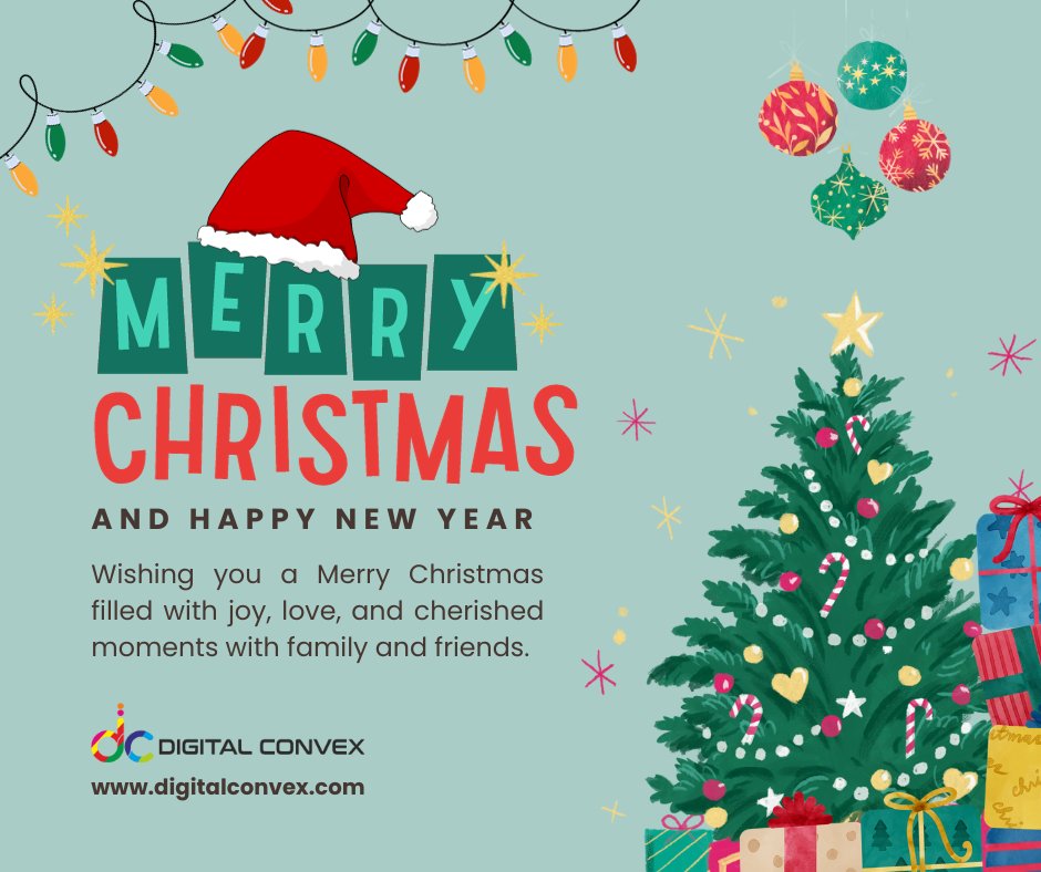 digital_convex's tweet image. Wishing you a joyous Christmas celebration from Digital Convex!

May the festive season usher in not only the warmth of holiday cheer but also a bounty of new prospects and opportunities for growth in the coming New Year, delivered right to your doorstep by Santa himself!