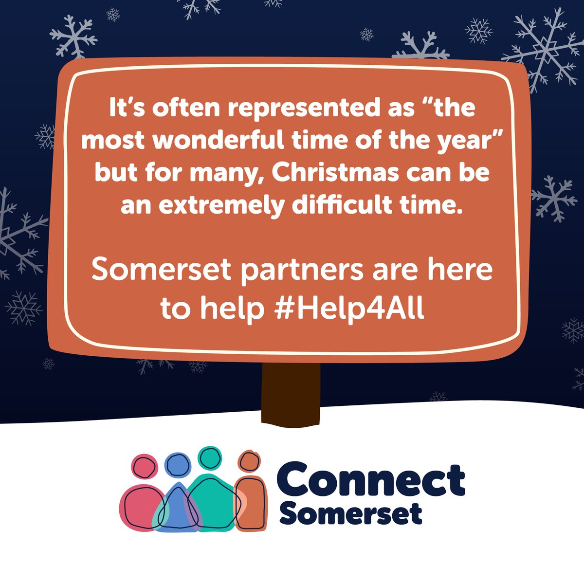 SomersetCouncil's tweet image. It’s often represented as “the most wonderful time of the year” but for many, Christmas can be an extremely difficult time. Somerset partners are here to help #Help4All

For services and support, visit:  orlo.uk/MLr9d
