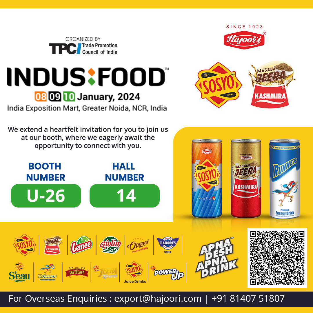 "🌟 Join us at INDUS EXPO 2024 for an extraordinary experience! 
✨ Dive into the world of flavor with SOSYO at Booth U-26 in Hall 14.
🚀 Immerse yourself in the unique blend of taste and innovation that defines SOSYO
🥤 Discover the future of refreshment with us! #IndusExpo2024