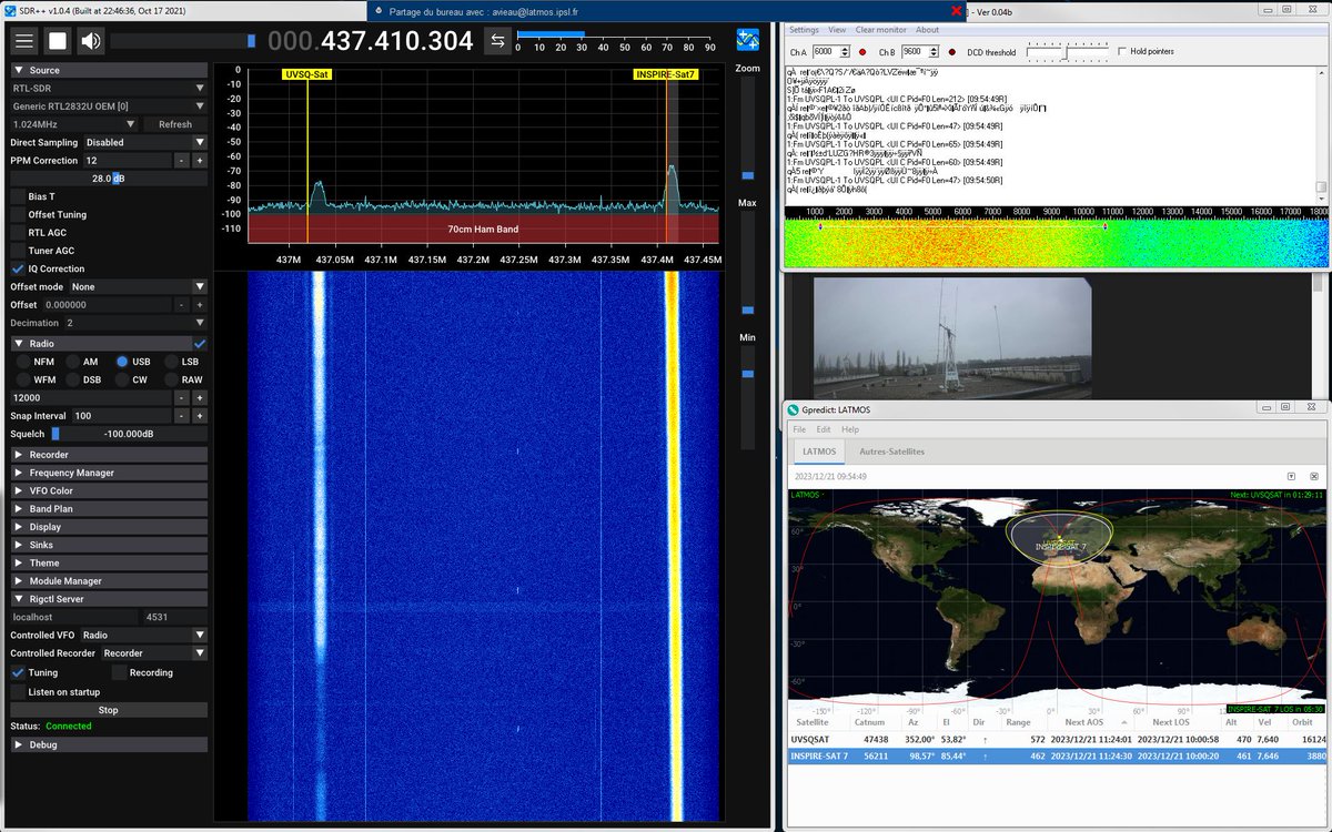 Amazing orbital conjunction with UVSQ-Sat and INSPIRE-Sat 7 above our HERMES Ground Station. Both downloading their science data 🙂