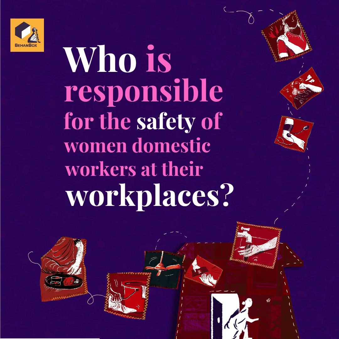 (1/7) Who is responsible for the safety of women domestic workers at their workplaces? A 🧵: 
#domesticwork #informalwork #behanbox #jagori #health #labourlaw #domesticworkersmovement #Behanboxsimplifies #carework #careeconomy #employment #unemployment #workers #womenandwork