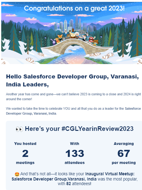 I am enjoying the CGL 2023 Review and am looking forward to a successful 2024.

Looking ahead to the coming year.

#salesforce #trailblazercommunity #trailblazers #cgl2023_fresh_answerkey