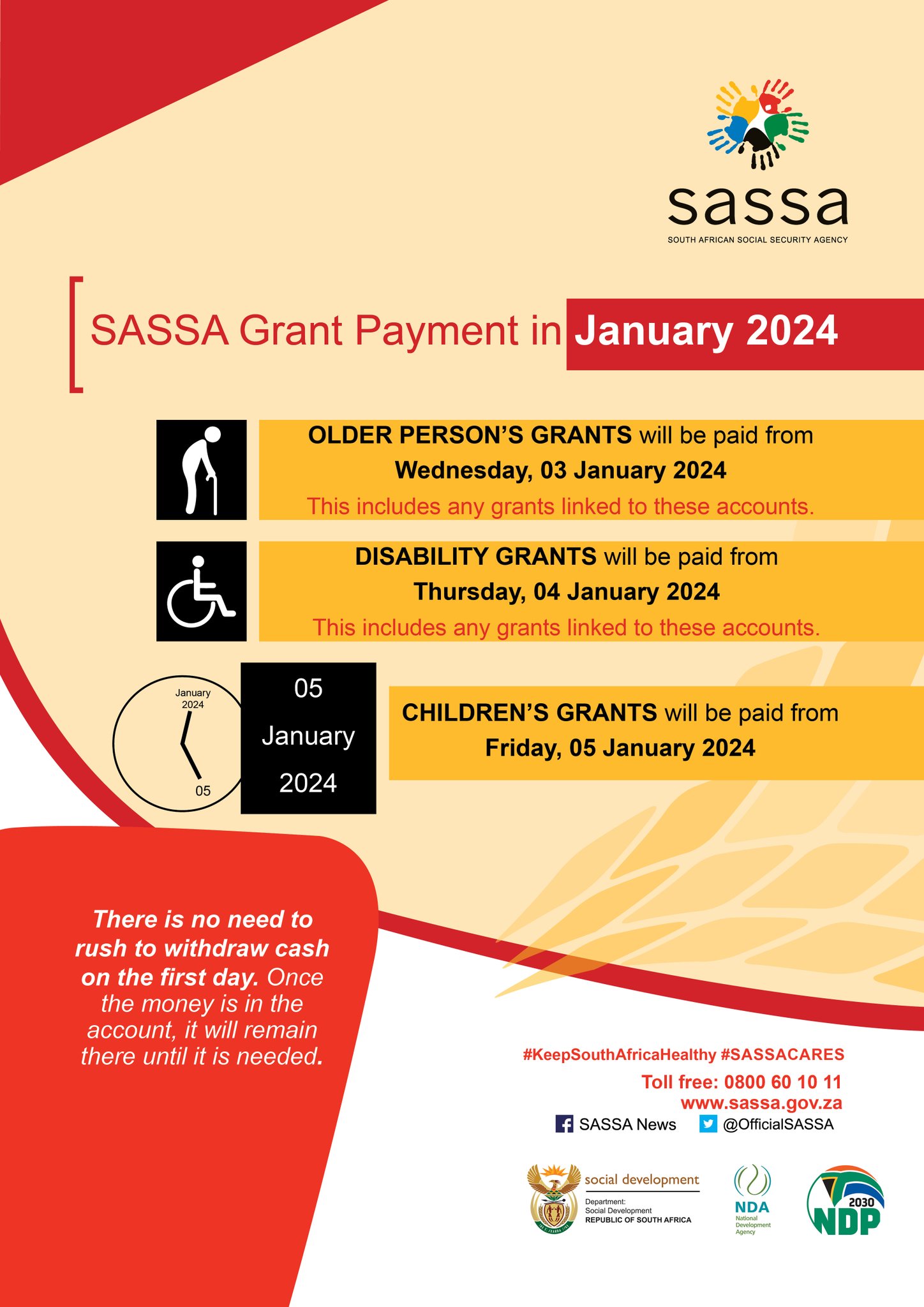 SASSA on X: &ldquo;Social grant payment dates for January 2024 @The_DSD 