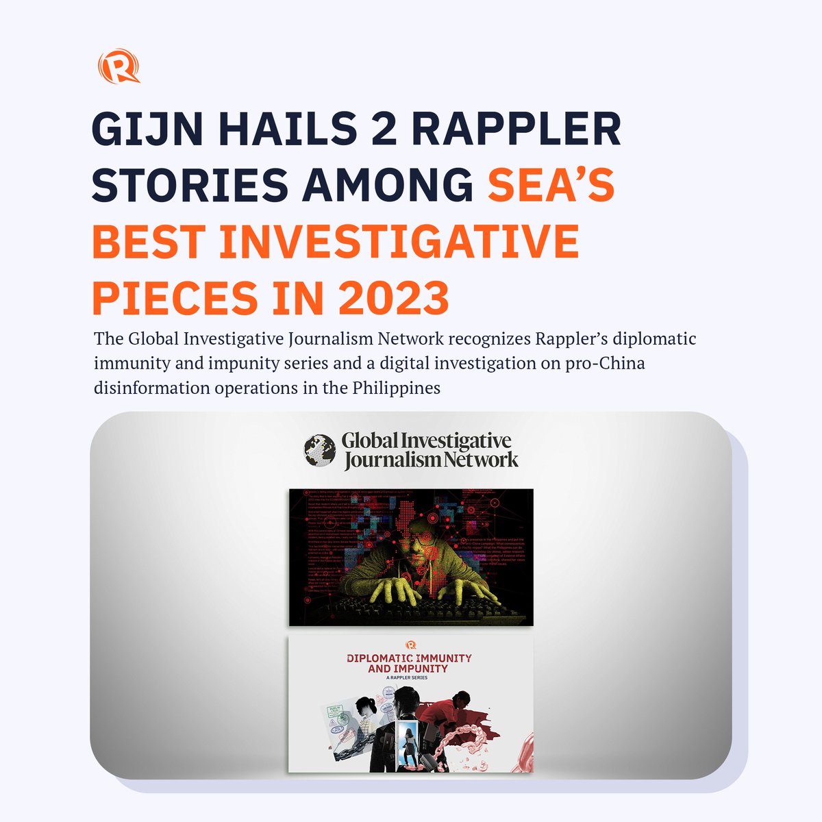 Two Rappler investigative stories were recognized among the Global Investigative Journalism Network’s Best Investigative Stories from Southeast Asia in 2023. #CourageON #TeamRappler 

More details here: trib.al/zOriizG