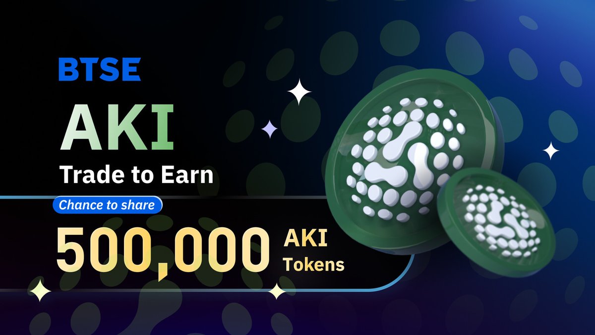 BTSE (@btse_official) on Twitter photo Celebrating $AKI on BTSE: Trade to Earn! 🟢
From December 22, 6:00 PM to December 29, 6:00 PM (SGT), join us in welcoming the <a href="/aki_protocol/">Aki Network</a> (AKI) token! 🎁
Trade $30 or more in $AKI and stand a chance to win a share of 500,000 $AKI tokens! 🎉✨
🔗: btse.com/blog/aki-is-he… Celebrating $AKI on BTSE: Trade to Earn! 🟢
From December 22, 6:00 PM to December 29, 6:00 PM (SGT), join us in welcoming the <a href="/aki_protocol/">Aki Network</a> (AKI) token! 🎁
Trade $30 or more in $AKI and stand a chance to win a share of 500,000 $AKI tokens! 🎉✨
🔗: btse.com/blog/aki-is-he…