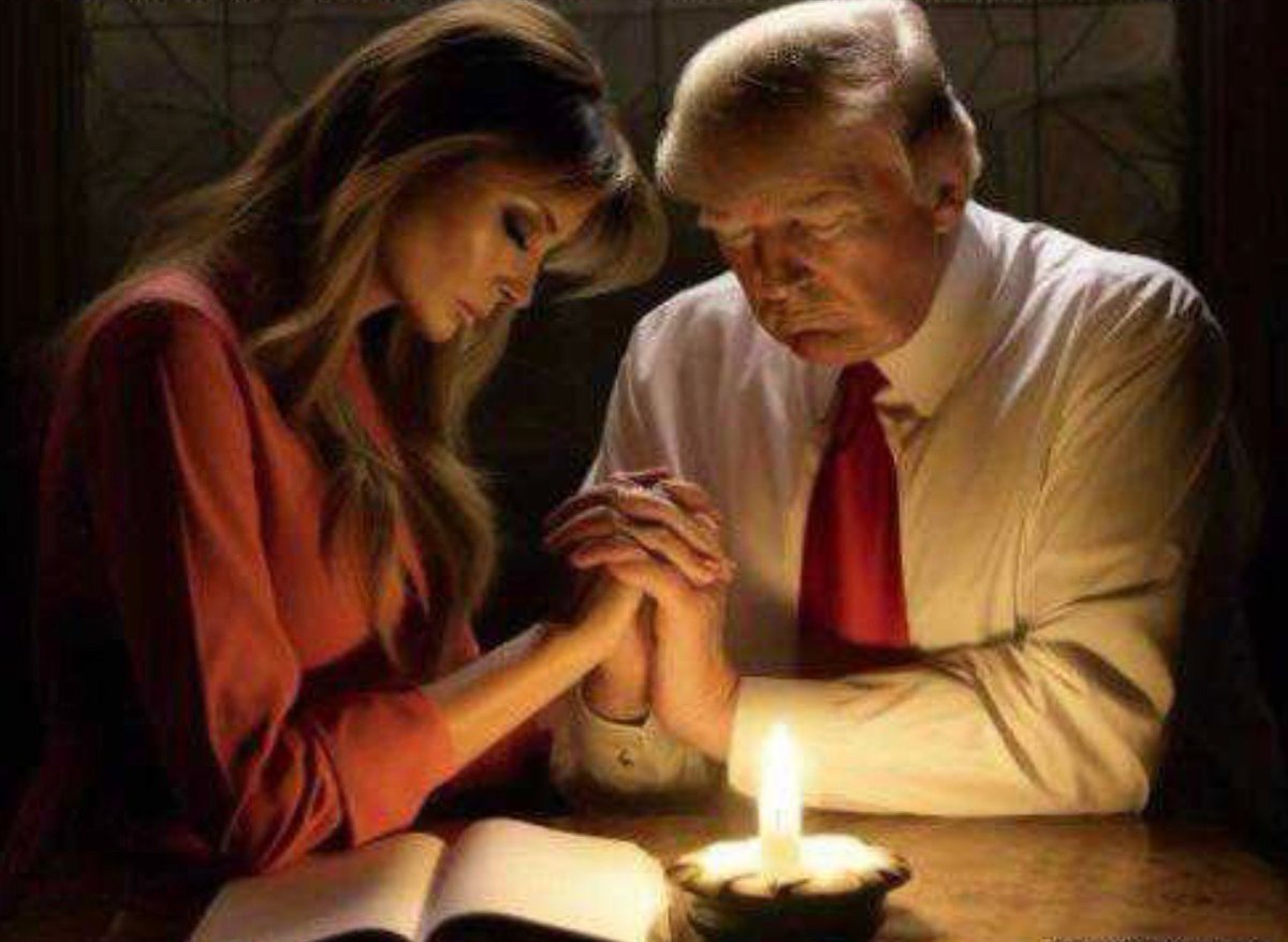 AI has taken a sexual-predator malignant-narcissist psychopath who hasn't prayed to (or with) anyone other than himself in over 50 years ... and has him praying with an estranged 'wife' who passed out of sight, months ago. Doubt they'll ever again be in the same room.