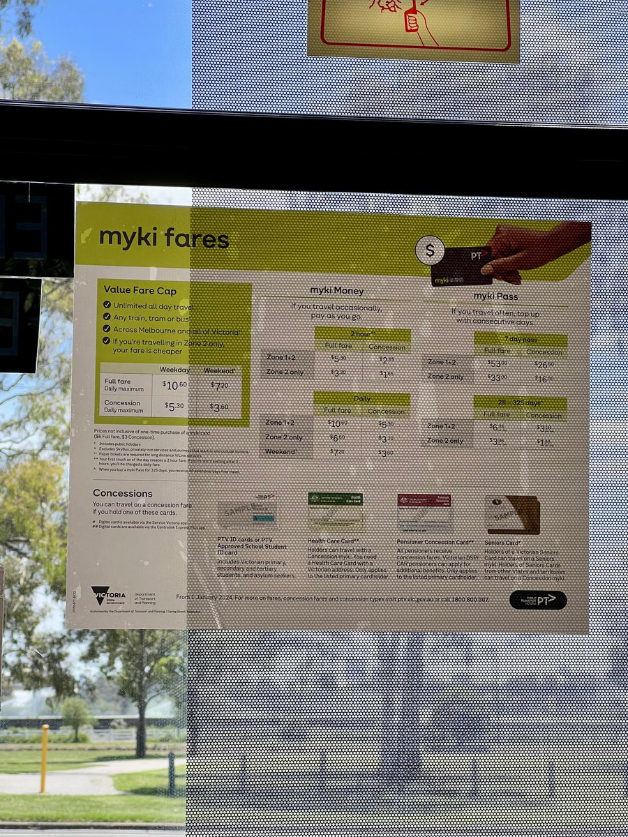 The PT Minister wouldn't say the new myki fare amount today - but it appears your tip was right <a href="/danielbowen/">Daniel Bowen</a> .. 
This pic just in from Robert's bus window re the 2024 fare prices: