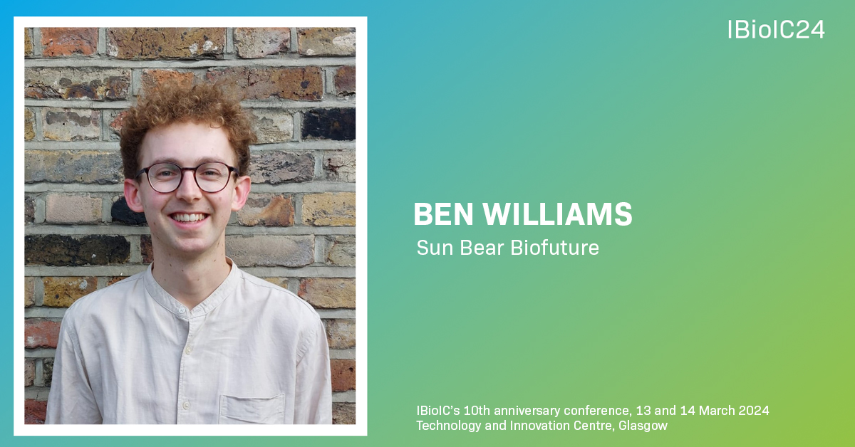 IBioICconference (@ibioic_conf) on Twitter photo Ben Williams is CTO and co-founder at <a href="/sunbearbio/">Sun Bear Biofuture</a>, an Oxford-based start-up working on a drop-in alternative to palm oil using synthetic biology and fermentation.
Ben will be speaking at our Transformative Technologies session on Day 1 of #IBioIC24.
ibioic-annual-conference.b2match.io Ben Williams is CTO and co-founder at <a href="/sunbearbio/">Sun Bear Biofuture</a>, an Oxford-based start-up working on a drop-in alternative to palm oil using synthetic biology and fermentation.
Ben will be speaking at our Transformative Technologies session on Day 1 of #IBioIC24.
ibioic-annual-conference.b2match.io