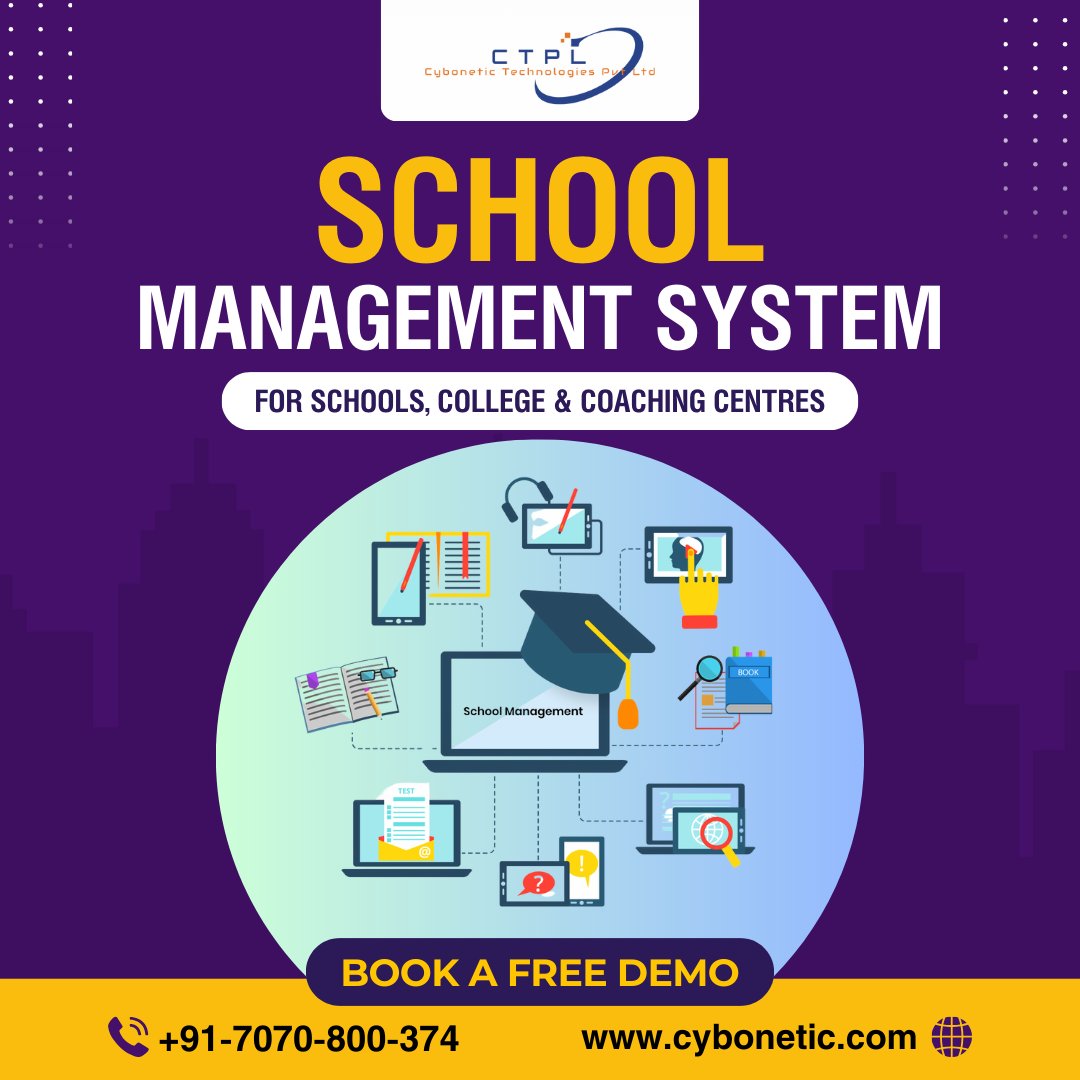 Cybonetic Technologies Pvt Ltd provides the best and leading online school ERP management software system. 

Book A Free Demo:
☎+91-7070-800-374
💬wa.me/916122950157
🌐cybonetic.com

#SchoolSoftware #SchoolManagementSoftware #DigitalSchool #SmartSchools #ctpl