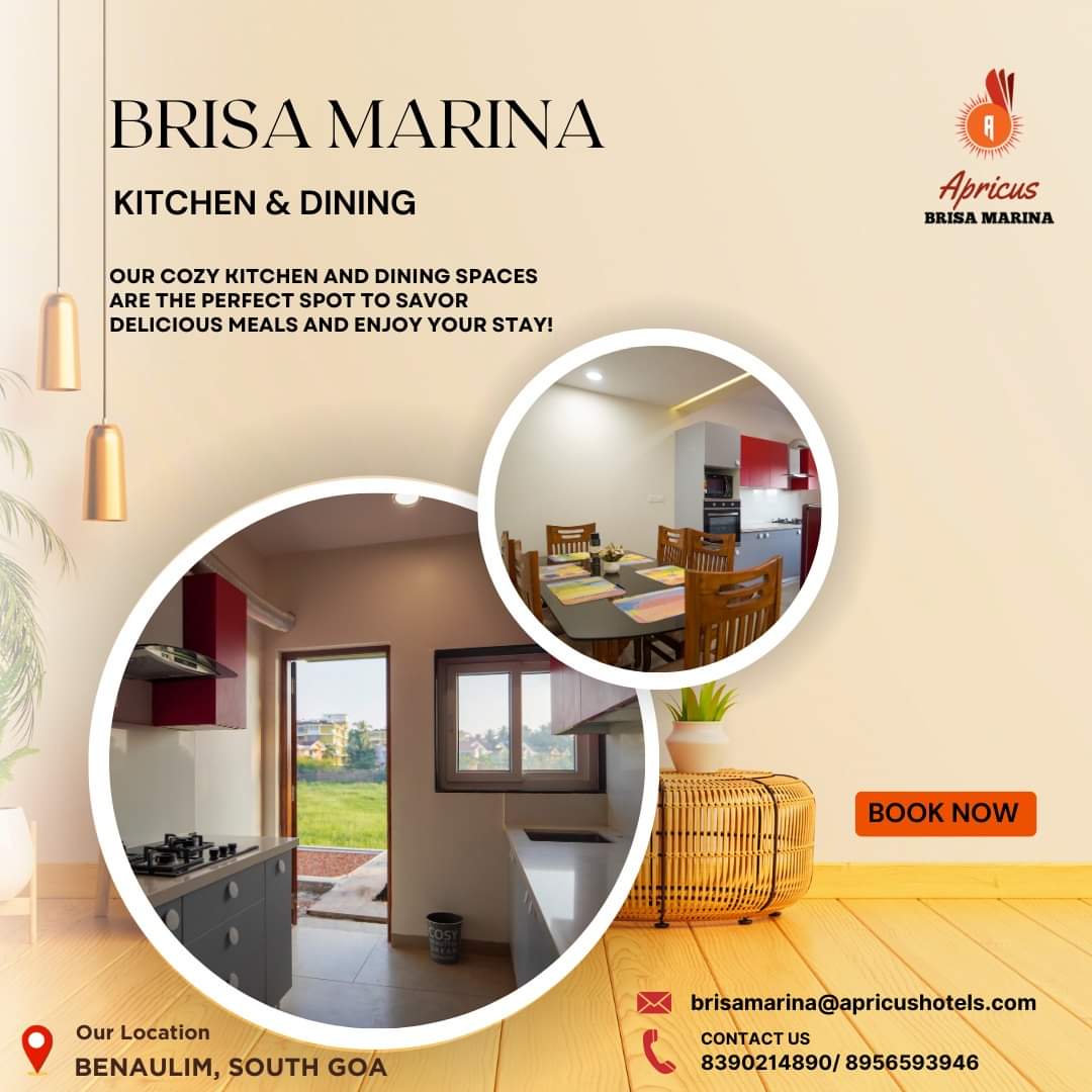 🏖️ Our cozy kitchen and Dining spaces are the perfect spot to sacour delicious means and enjoy your stay. 

Dive into the ultimate vacation experience with our brand-new resort 4bhk villa's  Apricus Brisa Marina featuring a private pool and a walkable distance to the beach .