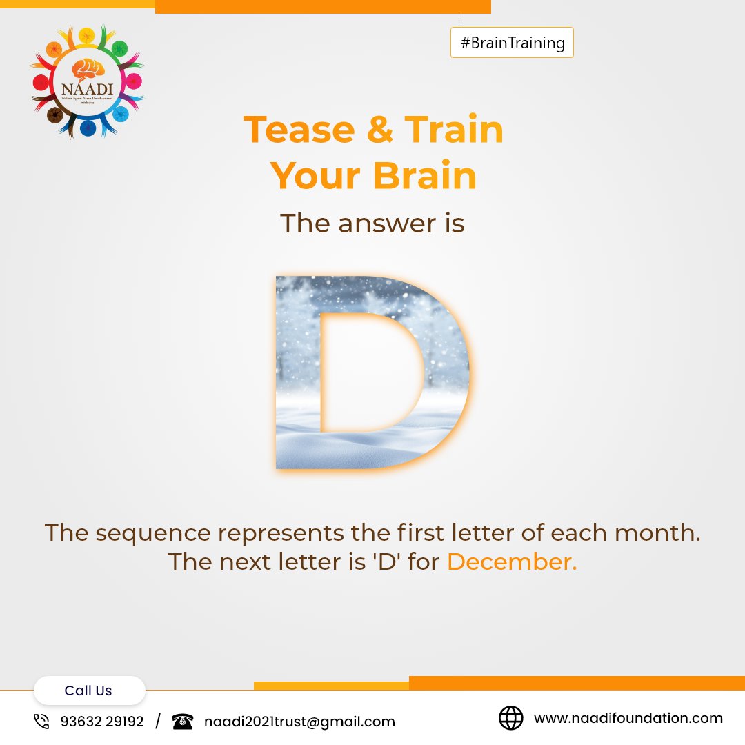 NaadiFoundation's tweet image. 🤔 Post your answers in the comments and challenge your friends to see who can solve it first! #BrainTeaser #PatternPuzzle #MindGames #NAADI #BrainTraining
