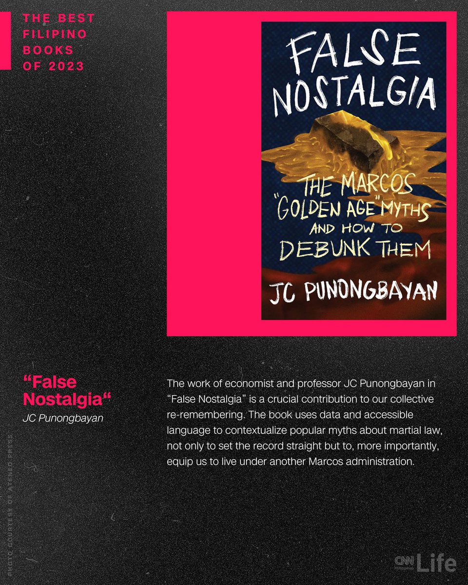 Delighted to share that my first book, #FalseNostalgia, has just been recognized by CNN Philippines Life as one of the Best Filipino Books of 2023!!! Thanks so much for this honor!!! 🥰🥰🥰