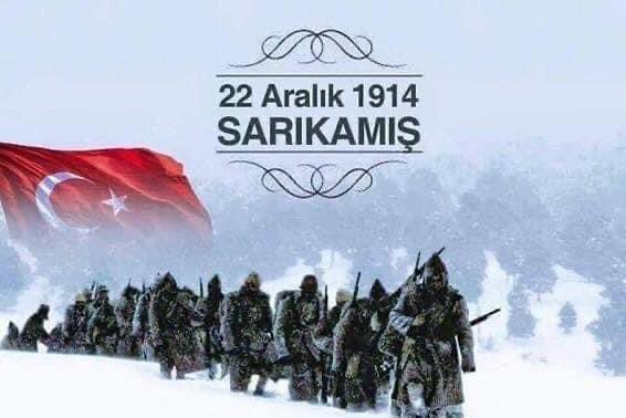 Sarıkamış Harekatının 109. Yılında Allah-ü Ekber Dağlarında Hakk’a Yürüyen Tüm Şehitlerimizi Rahmet ve Minnetle Anıyorum.

#SarıkamışŞehitleri 
#Sarıkamış 
#22Aralık1914