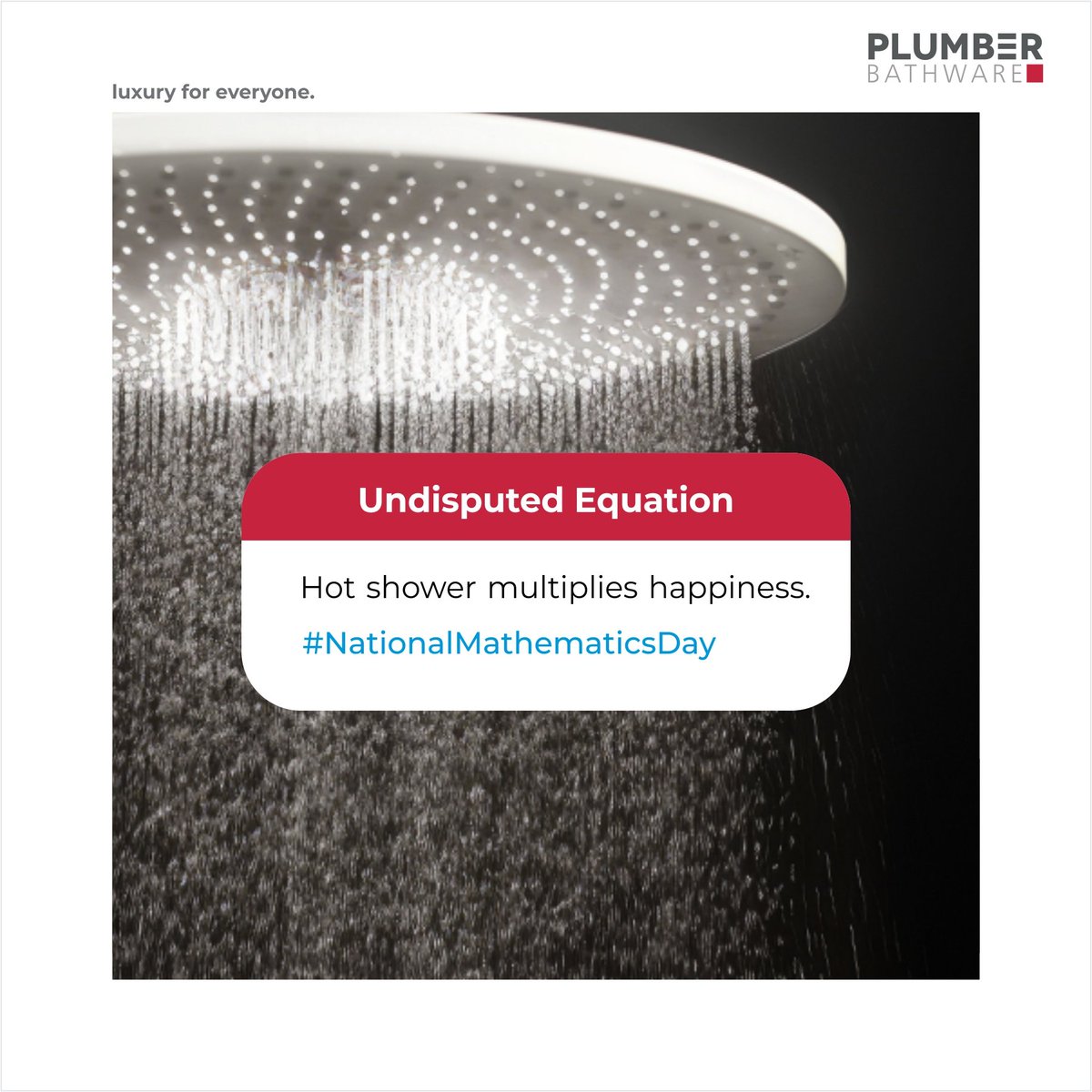 PlumberBathware's tweet photo. This Mathematics Day, we're sticking to the proven formula

#NationalMathematicsDay #Mathematics #Ramanujan #PlumberBathware #LuxuryForEveryone #Shower #WaterSavingTech #ModernBathrooms #BathroomDecor #LuxuryBathroom https://t.co/wOQDwwCcKu