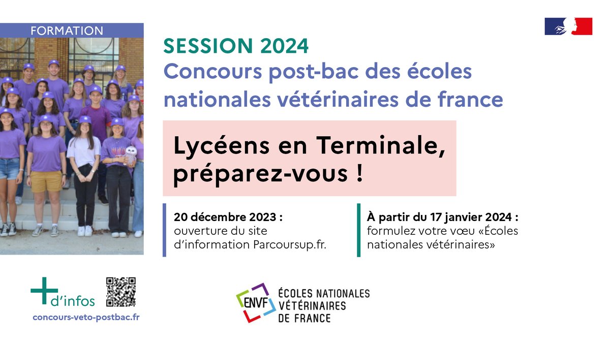 POST-BAC - Lycéens en Terminale, informez vous sur Parcoursup dès aujourd'hui ! 👉 Découvrez le fonctionnement de la procédure 👉 Consultez le moteur de recherche des formations et découvrez la fiche des Écoles nationales vétérinaires de France ▶️ Rdv sur parcoursup.fr