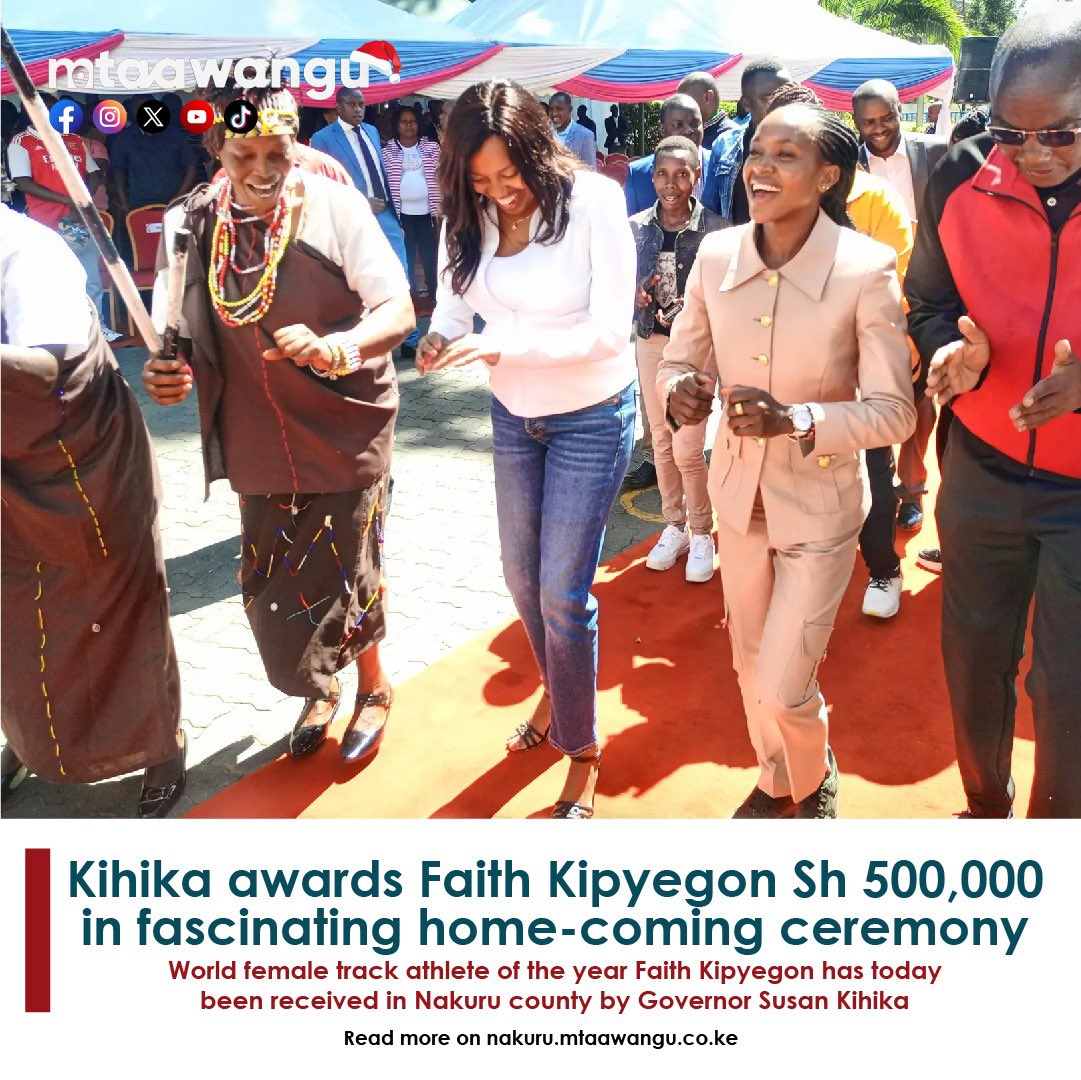 Kihika awards Faith Kipyegon Sh 500,000 in fascinating home-coming ceremony.
nakuru.mtaawangu.co.ke/categories/wha…

#NakuruMtaaWangu #Nakuru @FaithKipyegon_ @susankihika @NakuruCountyGov @nakurubunge