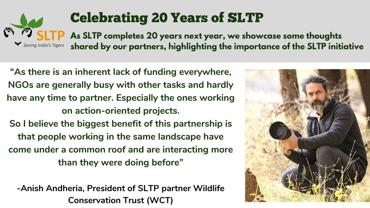 SLTP - Satpuda Landscape Tiger Partnership (@sltptigers) on Twitter photo Celebrating 20 years of the Satpuda Landscape Tiger Partnership: Our partners share their thoughts on this initiative. This week in this series, we hear from <a href="/anishandheria/">Anish Andheria</a> from SLTP partner <a href="/WCT_India/">Wildlife Conservation Trust (India)</a> Celebrating 20 years of the Satpuda Landscape Tiger Partnership: Our partners share their thoughts on this initiative. This week in this series, we hear from <a href="/anishandheria/">Anish Andheria</a> from SLTP partner <a href="/WCT_India/">Wildlife Conservation Trust (India)</a>