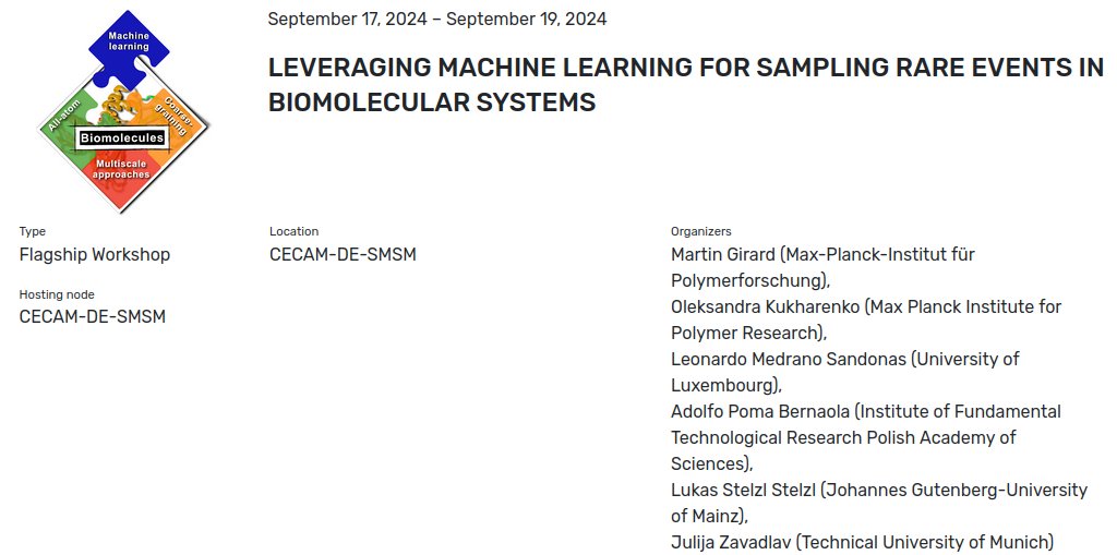 Adolfo Poma (@pomaresearch) on Twitter photo ๐our <a href="/cecam/">cecam</a> workshop in September 17-19, 2024: "๐๐๐ฏ๐๐ซ๐๐ ๐ข๐ง๐ ๐๐๐๐ก๐ข๐ง๐ ๐๐๐๐ซ๐ง๐ข๐ง๐ ๐๐จ๐ซ ๐๐๐ฆ๐ฉ๐ฅ๐ข๐ง๐ ๐๐๐ซ๐ ๐๐ฏ๐๐ง๐ญ๐ฌ ๐ข๐ง ๐๐ข๐จ๐ฆ๐จ๐ฅ๐๐๐ฎ๐ฅ๐๐ซ ๐๐ฒ๐ฌ๐ญ๐๐ฆ๐ฌ" will take place at <a href="/mpi_polymer/">Max-Planck-Institut fรผr Polymerforschung</a>.
More info & registrationโฌ๏ธ
cecam.org/workshop-detaiโฆ ๐our <a href="/cecam/">cecam</a> workshop in September 17-19, 2024: "๐๐๐ฏ๐๐ซ๐๐ ๐ข๐ง๐ ๐๐๐๐ก๐ข๐ง๐ ๐๐๐๐ซ๐ง๐ข๐ง๐ ๐๐จ๐ซ ๐๐๐ฆ๐ฉ๐ฅ๐ข๐ง๐ ๐๐๐ซ๐ ๐๐ฏ๐๐ง๐ญ๐ฌ ๐ข๐ง ๐๐ข๐จ๐ฆ๐จ๐ฅ๐๐๐ฎ๐ฅ๐๐ซ ๐๐ฒ๐ฌ๐ญ๐๐ฆ๐ฌ" will take place at <a href="/mpi_polymer/">Max-Planck-Institut fรผr Polymerforschung</a>.
More info & registrationโฌ๏ธ
cecam.org/workshop-detaiโฆ