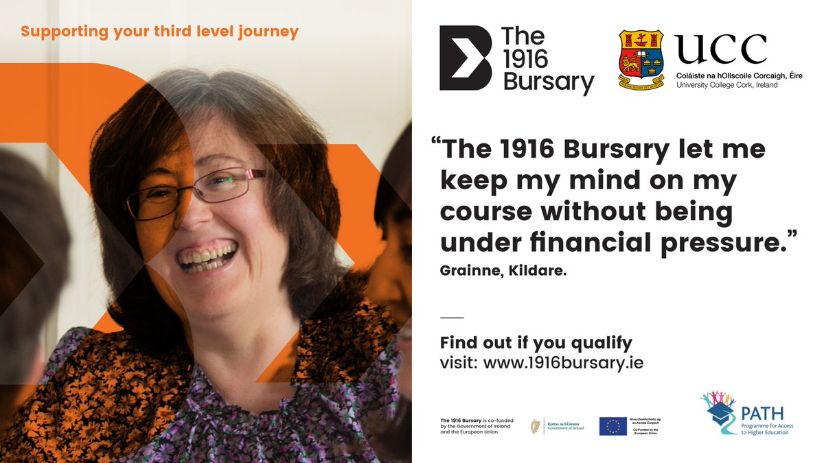 The #1916Bursary is now open for applications. 

There will be an online information session on the 10th of January at 5pm. 

To read more about the #1916Bursary and to register for the online information clinic, check out ucc.ie/en/sfsa/furthe…