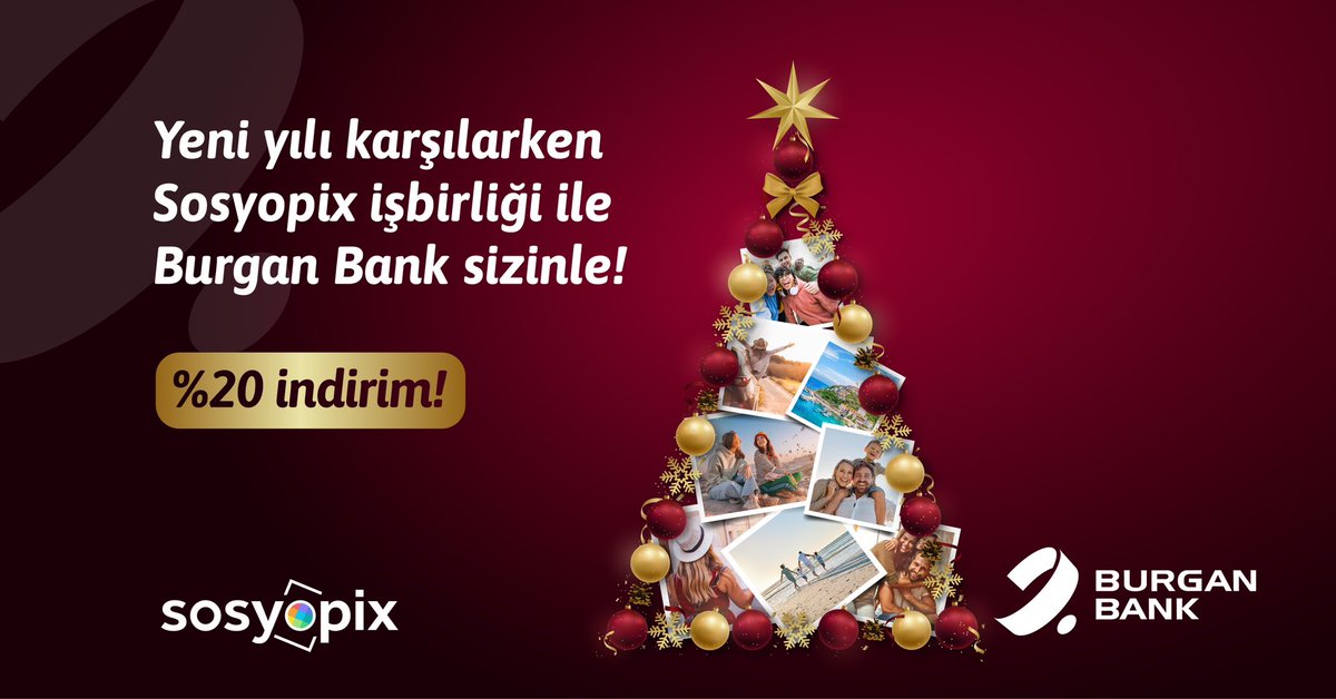 Bütün yıl biriktirdiğiniz anıları şimdi hediye etme zamanı! 📷🎄 @Sosyopix ‘ten tüm kampanyalara ek sepette %20 indirim fırsatı Burgan Bank müşterilerini bekliyor.