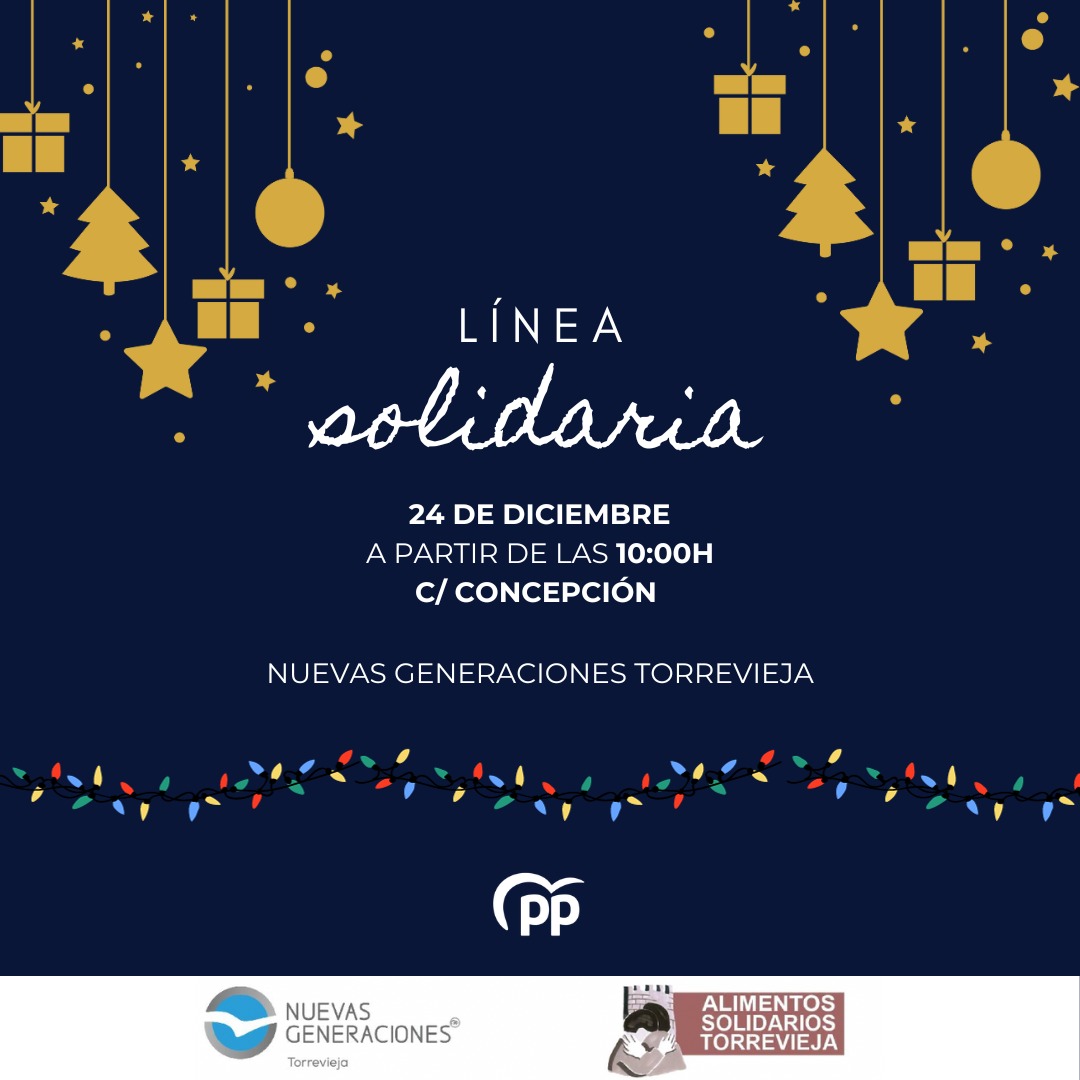 Te esperamos en la Línea Solidaria de Nuevas Generaciones de Torrevieja, el 24 de diciembre a las 10:00h, en la c/ Concepción. 🎄😍

@nngg_torrevieja