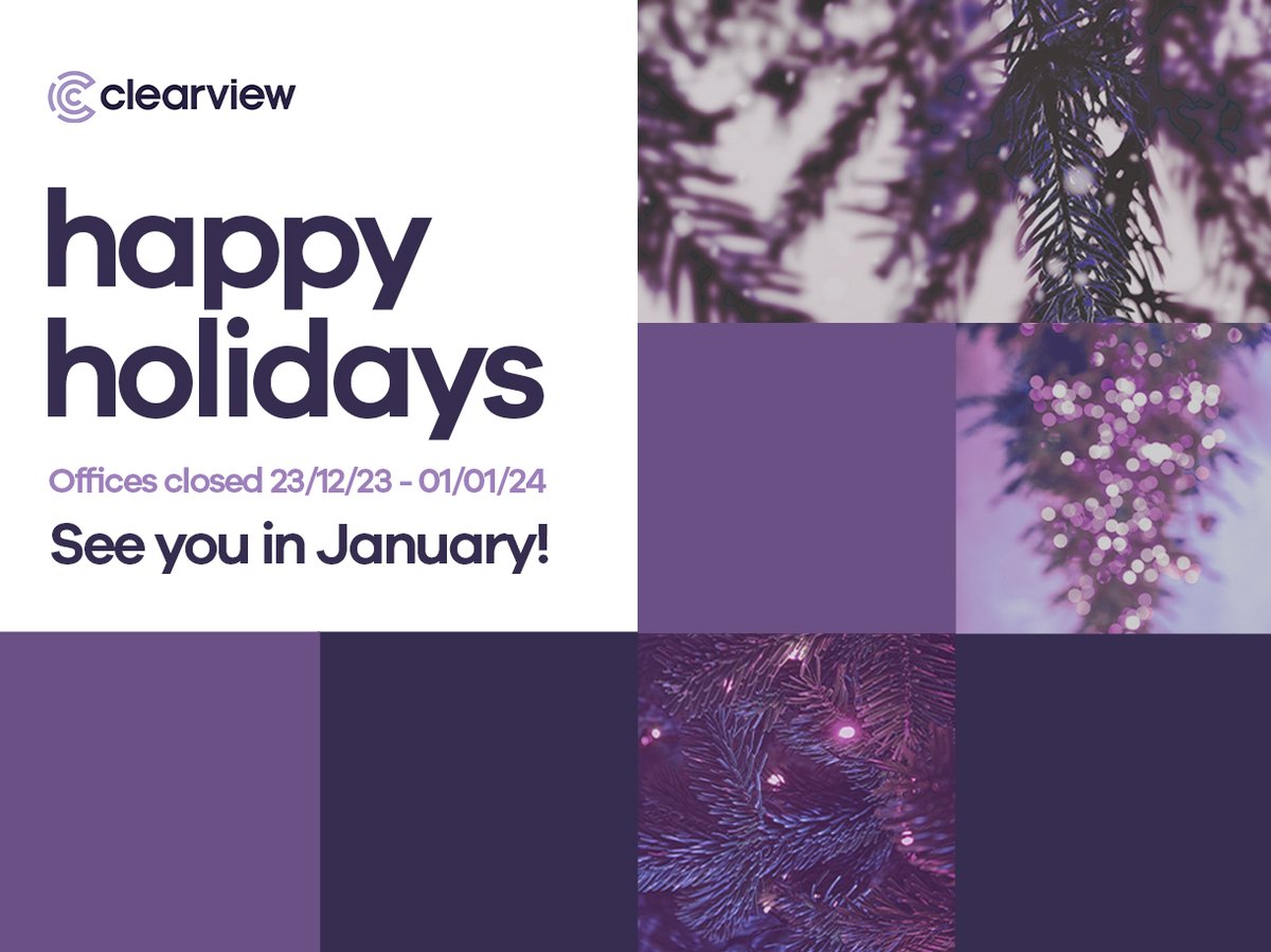 Happy holidays from Clearview! A massive thanks to all our brilliant machine vision partners, fantastic team members and wonderful customers for a great year. We hope you have a lovely winter break and we'll see you in early January.

#HappyHolidays #ThankYou