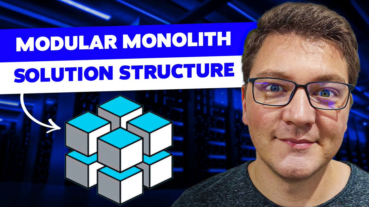 mjovanovictech's tweet image. How do you structure a Modular Monolith project in .NET?

I&apos;ll show you an example modular monolith system I built using:

- .NET 6
- MediatR
- CQRS, DDD
- MassTransit
- RabbitMQ
- PostgreSQL

I focused on the high-level solution structure.

Watch it here: youtu.be/z3piPJ7x4WU