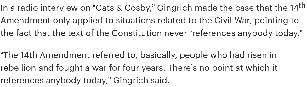 What applies to the 14th amendment surely does not apply to the 2nd amendment.