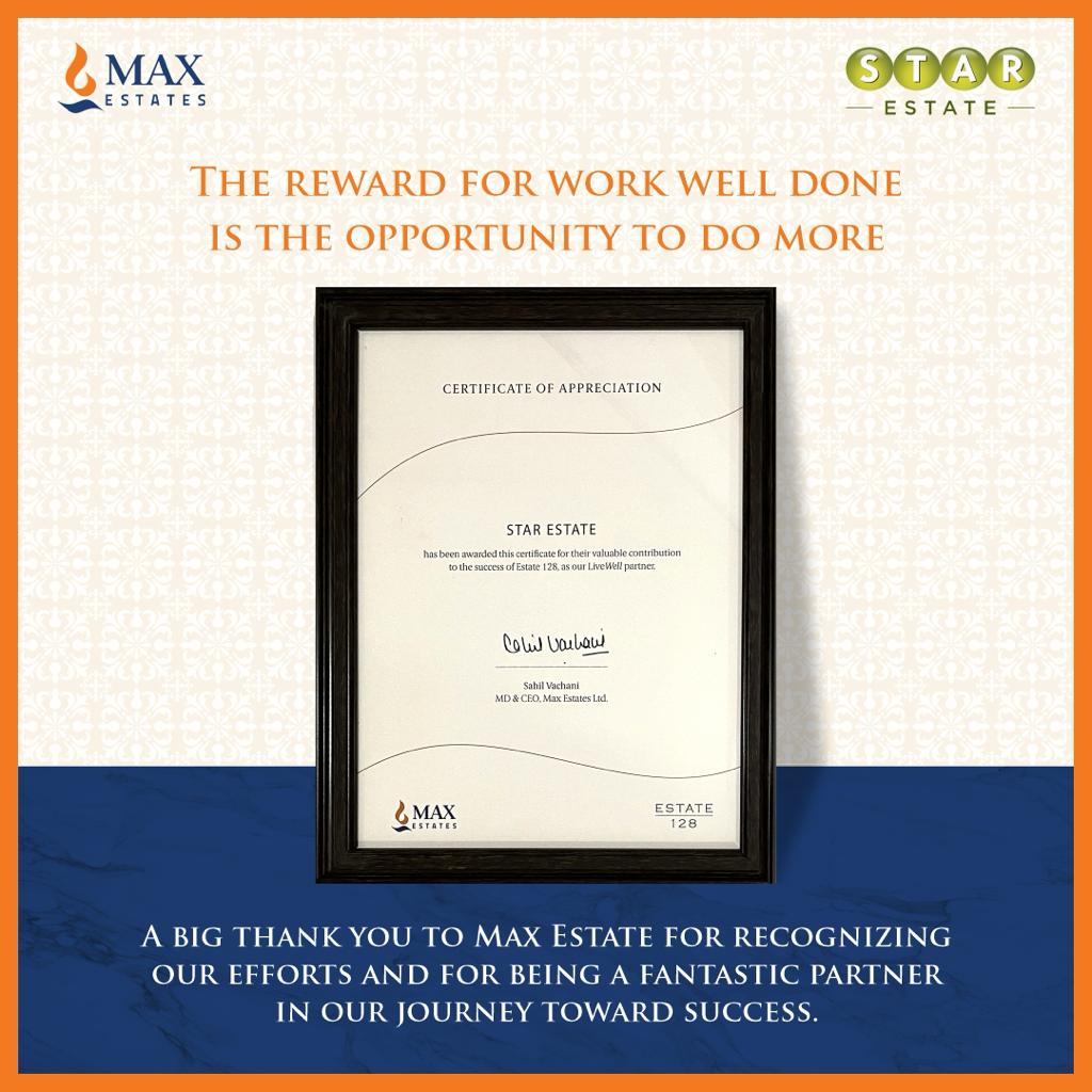 A big thank you to Max Estate for not only recognizing our efforts but also for being a fantastic partner in our journey toward success. We look forward to many more collaborative and successful ventures together. #Starestate #channelpartners #Maxestates