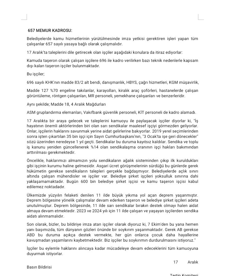 Kıymetli işçi kardeşlerim; İyi Parti Bursa Milletvekili Selçuk Türkoglu'nun  belediye şirket işçileri ve kamu taşeron işçileri ile ilgili yaptığı basın açıklamasının metni aşağıdaki gibidir. 
Kendisinin meclise sunduğu soru önergesinde de aşağıdaki ifadeler yer almaktadır. 

Hem