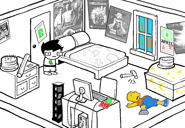 killthebart's tweet image. boy stuck in house.... what will he d- hey what the fuck is barf doing here.