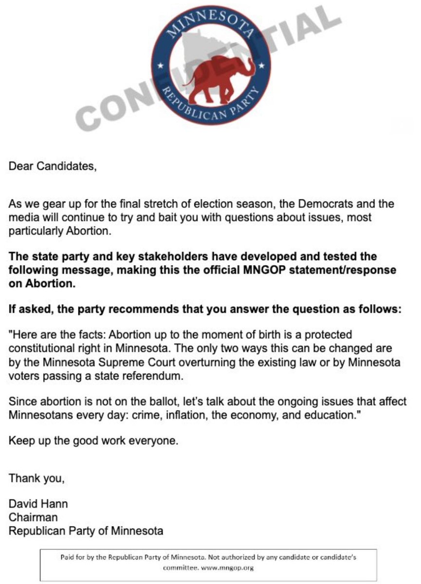 It’s important to remember that @MnGOP is historically scandal-plagued and it’s chair, @DavidHann (arguably the most ethically challenged politician to ever walk the #MnLeg halls) advised #MnGOP endorsed candidates to lie last election cycle. Odds are they’ll stay classy in 2024.