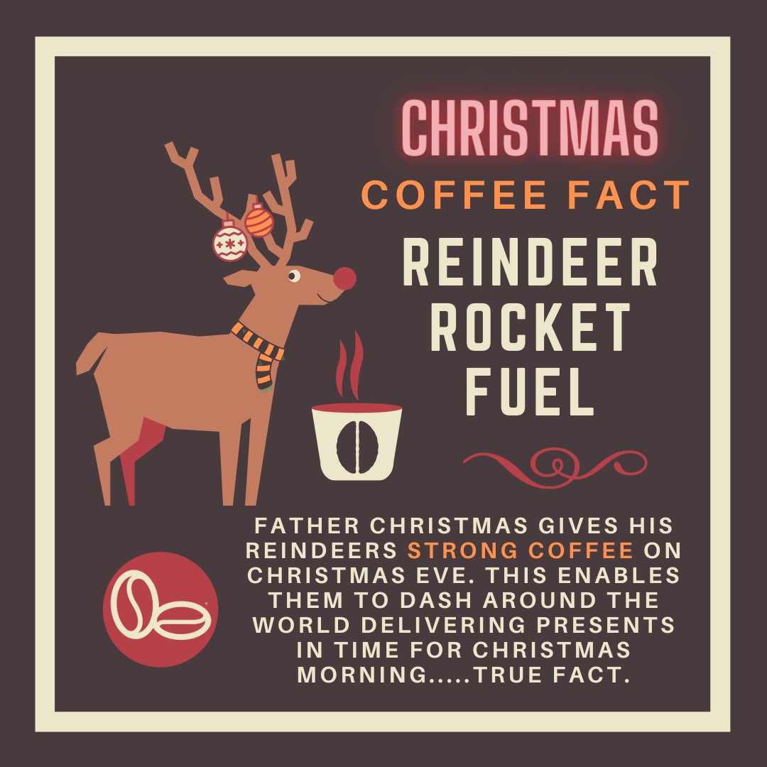 𝐂𝐡𝐫𝐢𝐬𝐭𝐦𝐚𝐬 𝐂𝐨𝐟𝐟𝐞𝐞 𝐅𝐚𝐜𝐭 𝐅𝐫𝐢𝐝𝐚𝐲 🎅🏻🦌
Here are a couple of Christmas coffee facts for you all.....so that’s how Santa manages it! 𝐃𝐨 𝐧𝐨𝐭 𝐮𝐧𝐝𝐞𝐫𝐞𝐬𝐭𝐢𝐦𝐚𝐭𝐞 𝐭𝐡𝐞 𝐩𝐨𝐰𝐞𝐫 𝐨𝐟 𝐜𝐨𝐟𝐟𝐞𝐞....💪 #coffeefactfriday 
🎅🏻🦌⚡️☕️⚡️❤️⚡️🦌🎅🏻 ⚡️☕️⚡️❤️