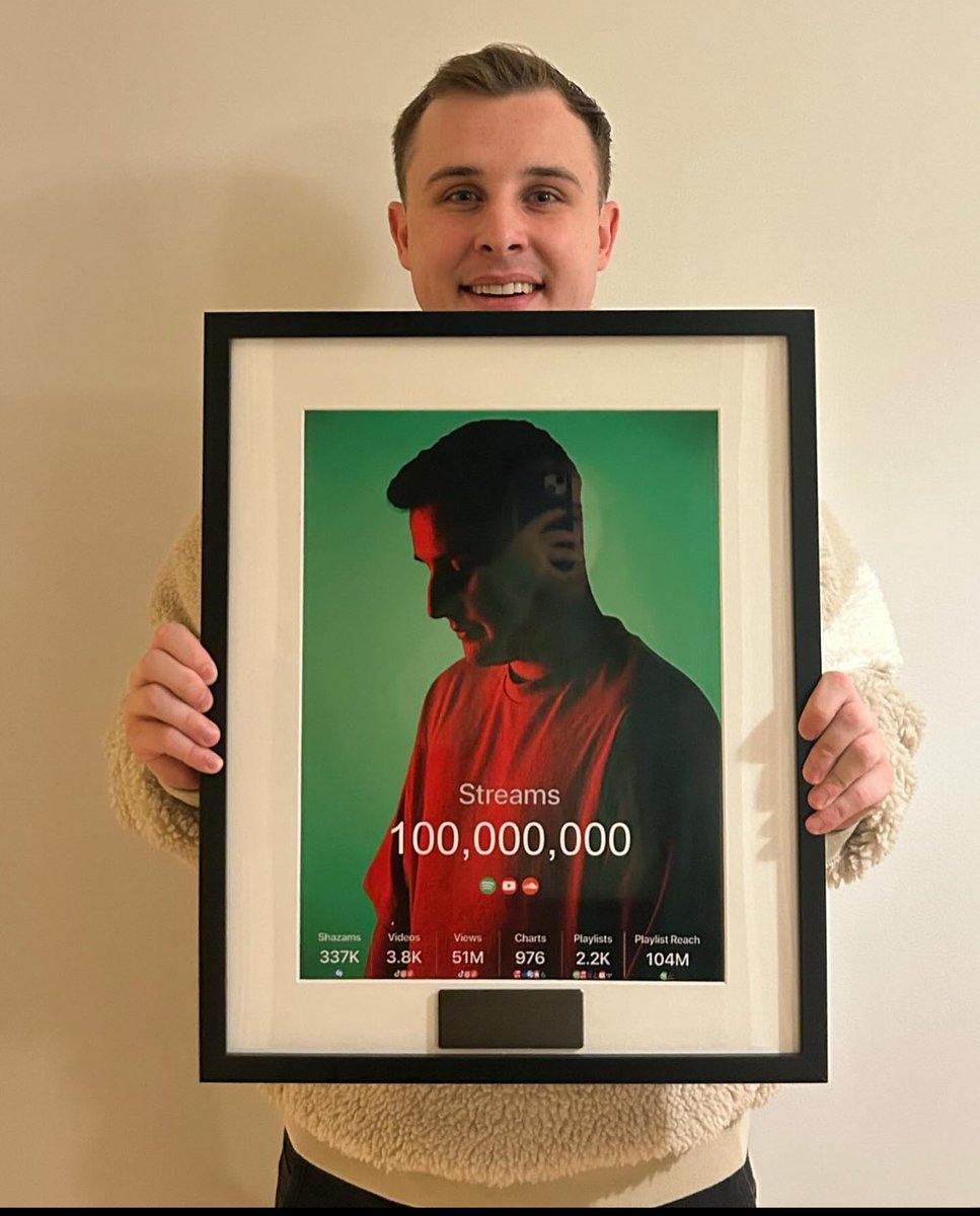 Christmas came early 🎅 Just received my plaque for reaching 100 million streams on my music 🎶 Thanks a million to everyone for all the support over the years it wouldn’t be possible without ye 🖤 Wishing you all a Merry Christmas and Happy New Year 🎄