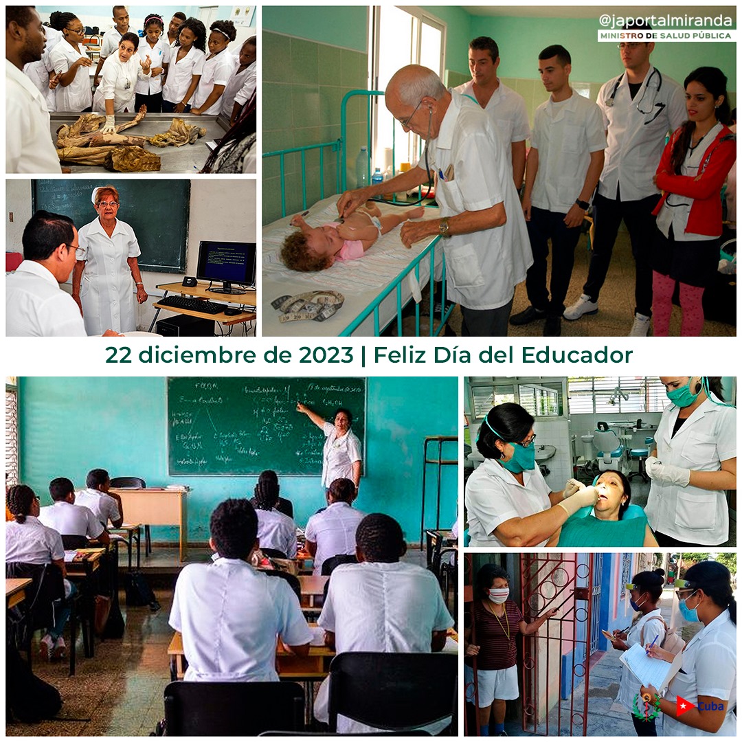 José Angel Portal Miranda (@japortalmiranda) on Twitter photo Llegue desde <a href="/MINSAPCuba/">Ministerio de Salud Pública de Cuba</a> la felicitación a todos los educadores cubanos, de manera especial a quienes en el sector de la #Salud, tanto en las aulas como en las instituciones médicas, forman y forjan a nuestros futuros profesionales.
¡Gracias por tanto hacer!
#CubaPorLaVida🇨🇺 Llegue desde <a href="/MINSAPCuba/">Ministerio de Salud Pública de Cuba</a> la felicitación a todos los educadores cubanos, de manera especial a quienes en el sector de la #Salud, tanto en las aulas como en las instituciones médicas, forman y forjan a nuestros futuros profesionales.
¡Gracias por tanto hacer!
#CubaPorLaVida🇨🇺