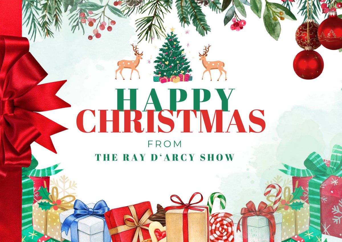 Ray D'Arcy Radio (@radiorayrte) on Twitter photo 🎄Happy Christmas from The Ray D'Arcy Show!!🎄
⭐️Have you got a special song request?
⭐️Want to send a message to friends & family?
✉️Email us at "ray@rte.ie" or Text us on "51551" 🎄Happy Christmas from The Ray D'Arcy Show!!🎄
⭐️Have you got a special song request?
⭐️Want to send a message to friends & family?
✉️Email us at "ray@rte.ie" or Text us on "51551"