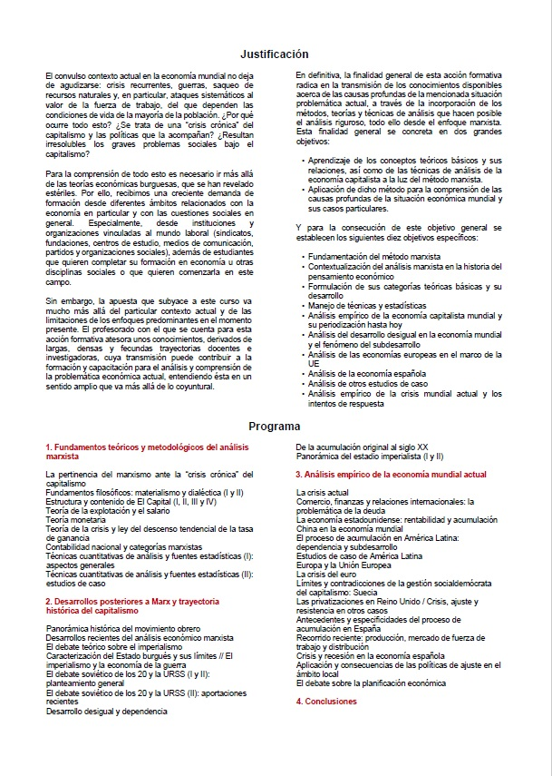 XArrizabaloM's tweet photo. Abierta la matriculación en la 14ª edición del Diploma de Formación Continua "Análisis crítico del capitalismo (El método marxista y la economía actual)", título oficial de la Universidad Complutense de Madrid. Agradecemos que nos ayudéis en la difusión. https://t.co/wCmBL4Z5bp