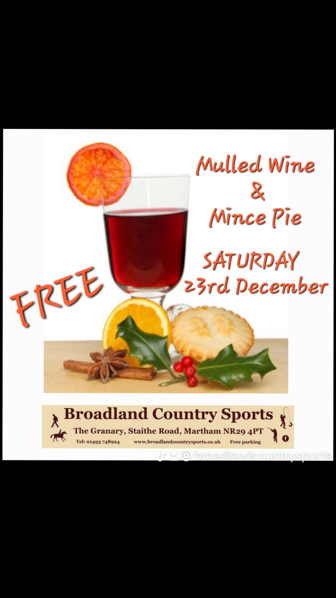 Visit us this Saturday for your 
FREE Mulled Wine &amp; Mince Pie