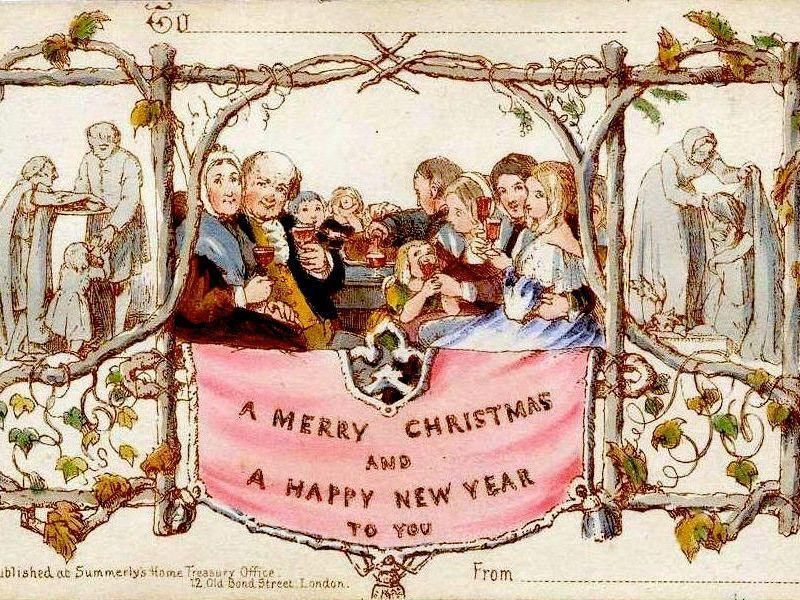 Here we have the first Christmas card - it had to start somewhere. 1000 were printed. Designed by John Callcott Horsley for Henry Cole in 1843. #PennyPost #Christmas2023