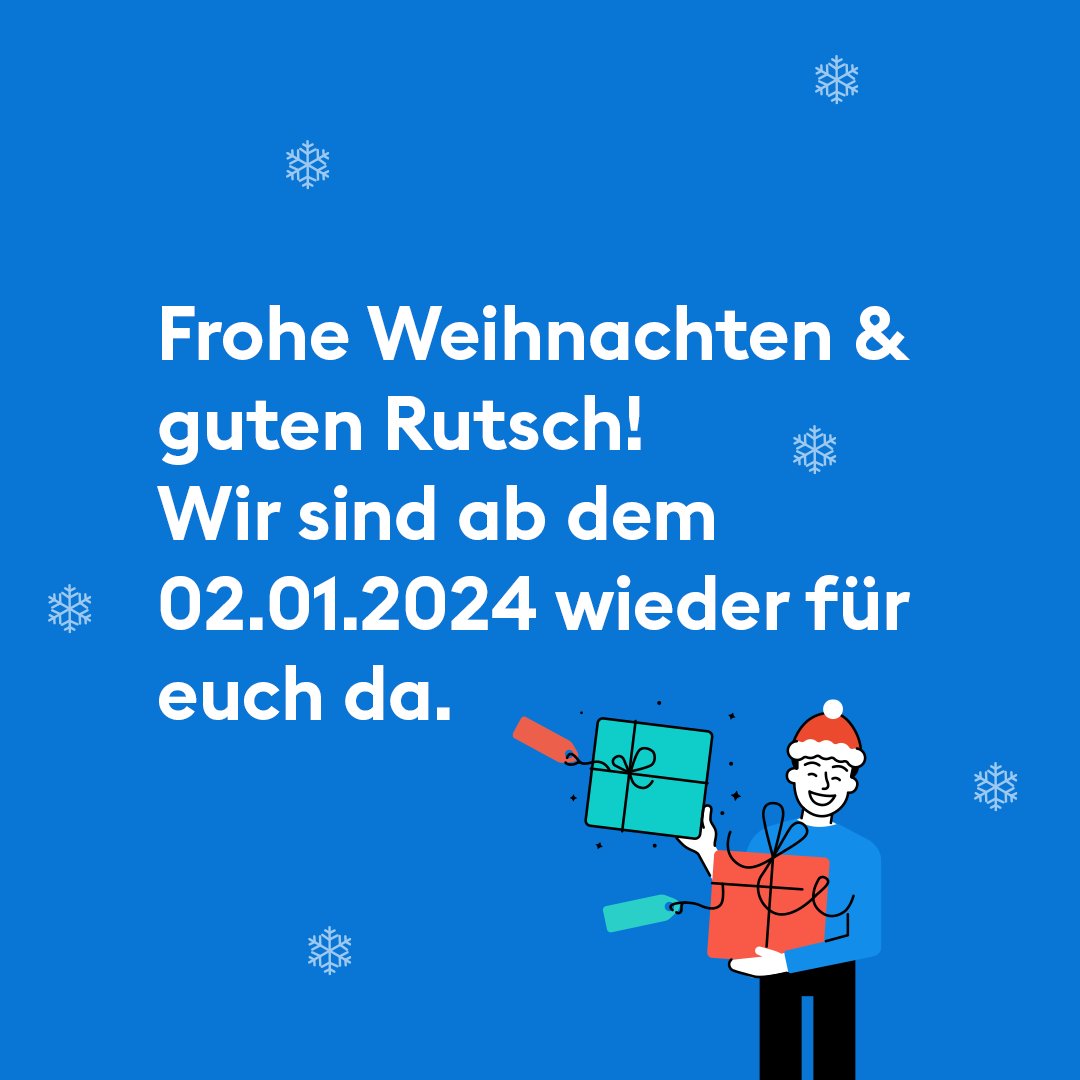 Wir wünschen allen von Herzen frohe Weihnachten und einen guten Rutsch ins neue Jahr!💙Ab dem 02. Januar sind wir wieder wie gewohnt für euch da. In der Zwischenzeit erreicht ihr uns in dringenden Fällen per Kontaktformular ➡️ ib.dkb.de/upload?an=1&be…