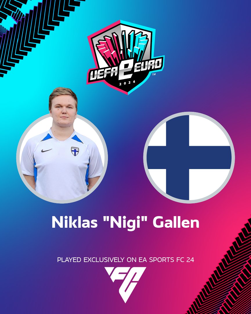 SPL e-jalkapallo (@ejalkapallo) on Twitter photo 𝟰/𝟴 ✍🏼
Palloliitto kutsuu kahdeksan pelaajaa UEFA eEURO 2024 -jatkokarsintaan.
Neljäs kiinnitys on Niklas “Nigi” Gallen, joka on nähty aiemmin mm. eFutisliigan ja Suomen Cupin kärkikahinoissa. 🏆
Tervetuloa, <a href="/nnigi_/">Niklas Gallen</a>! 🤝🏻
#Esportsfi #EAFC24 𝟰/𝟴 ✍🏼
Palloliitto kutsuu kahdeksan pelaajaa UEFA eEURO 2024 -jatkokarsintaan.
Neljäs kiinnitys on Niklas “Nigi” Gallen, joka on nähty aiemmin mm. eFutisliigan ja Suomen Cupin kärkikahinoissa. 🏆
Tervetuloa, <a href="/nnigi_/">Niklas Gallen</a>! 🤝🏻
#Esportsfi #EAFC24