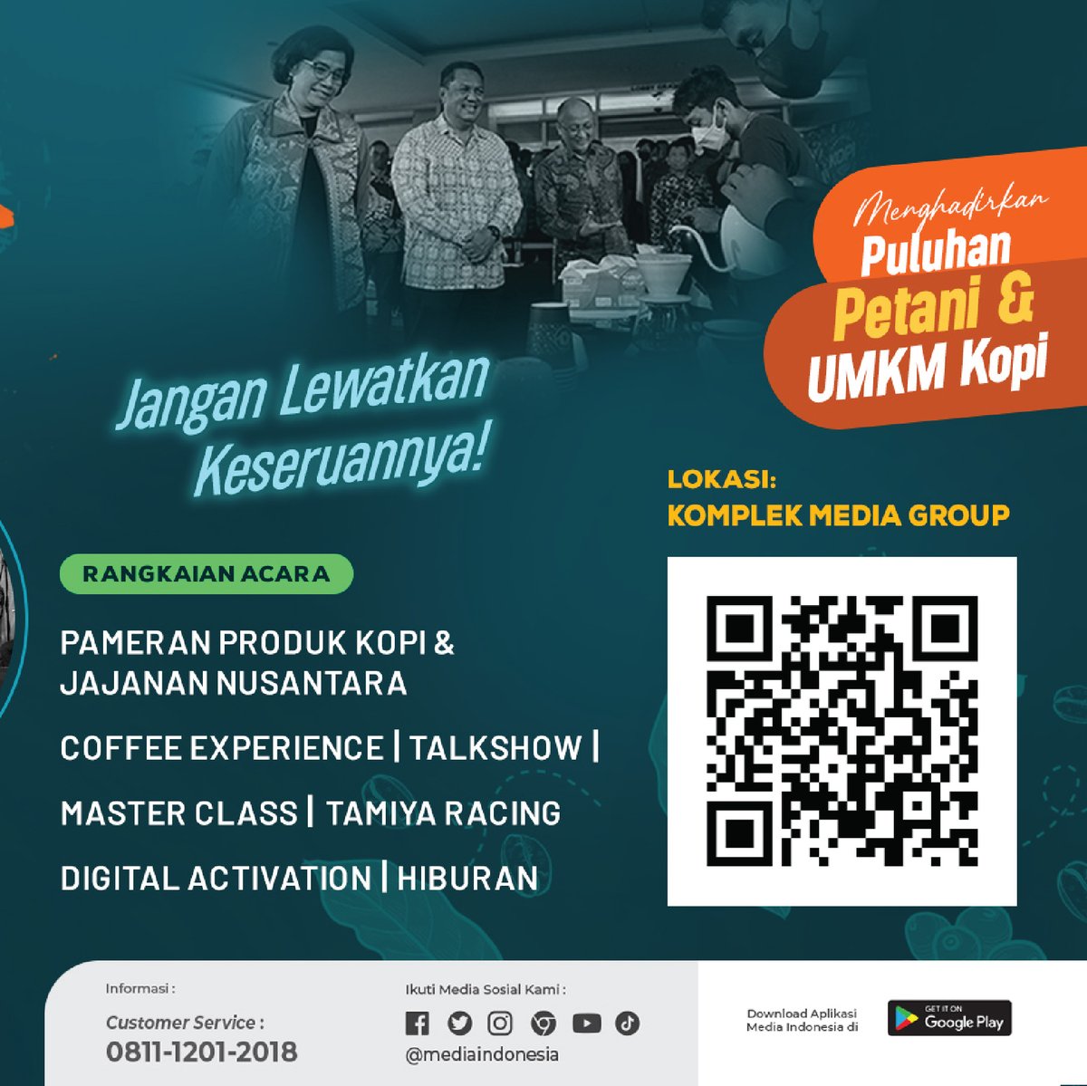 #FestivalKopiMediaIndonesia hadir lagi di tahun ke-6, nih!

Nongkrong bareng teman sambil nyeruput ragam jenis kopi, pasti seru banget. Apalagi ditambah acara lain seperti talkshow, tamiya racing, hingga hiburan musik.

Catat tanggalnya 31 Januari- 2 Februari 2024 ya!