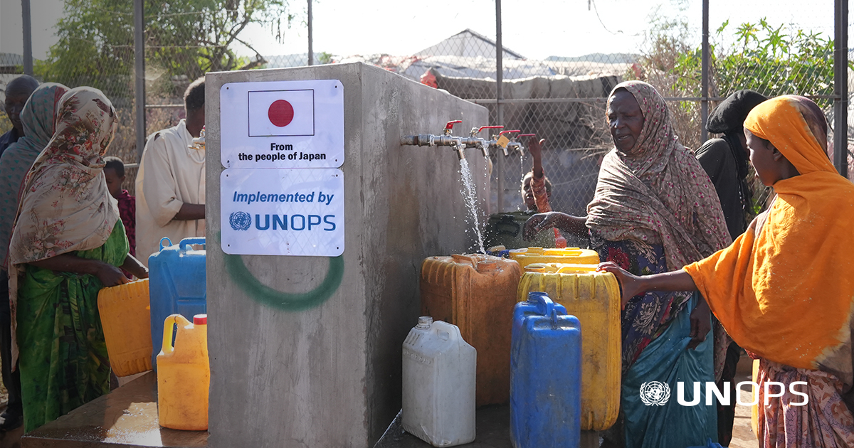 To address the spread of waterborne diseases, UNOPS enhanced water supply infrastructure & sanitation facilities in Qoloji Internally Displaced Persons Camp, with funding from @JapanGov: bit.ly/3RiRyeZ | @UNOPS_Ethiopia #SDG6